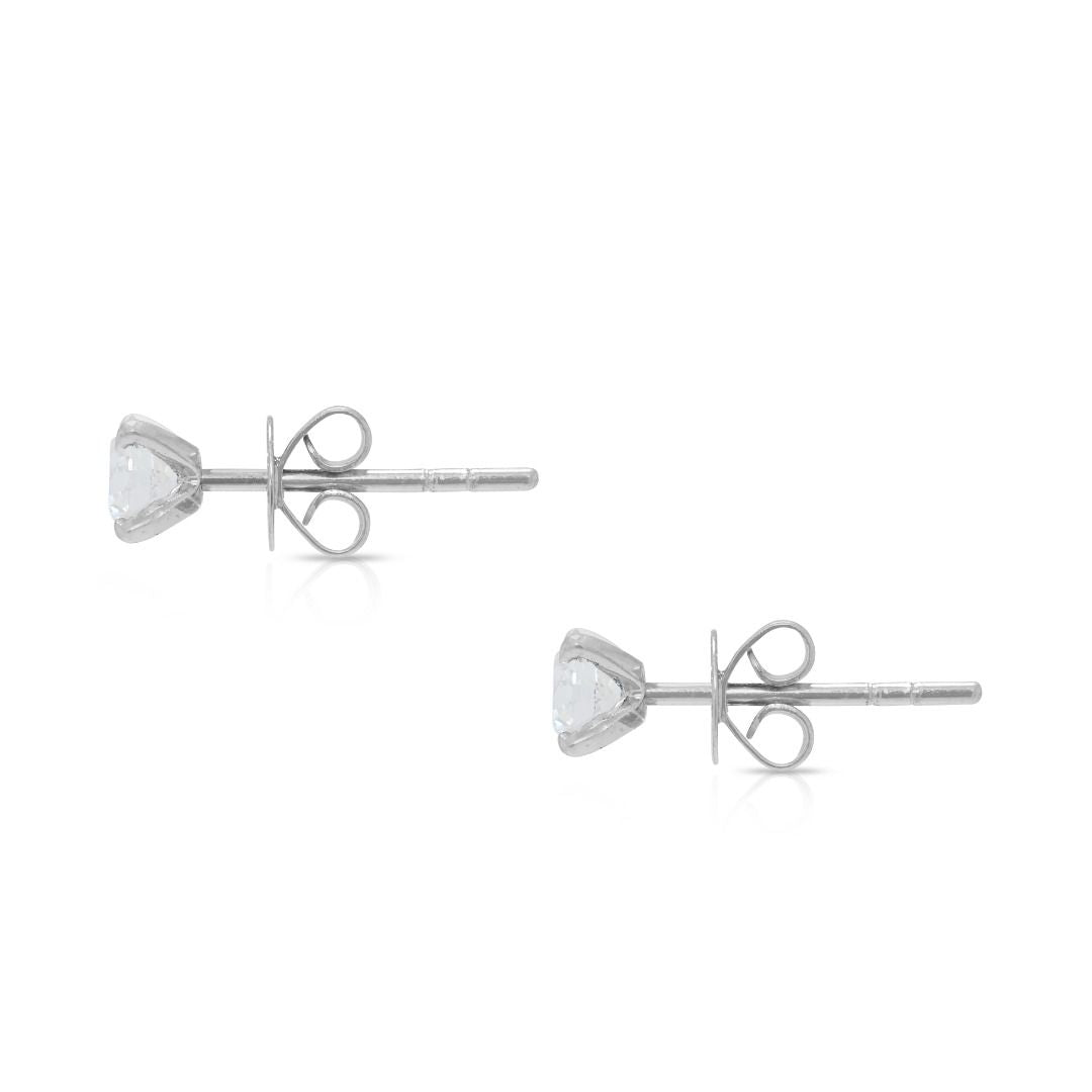 Brilliant 0.54ct Natural Diamond Stud Earrings in 18K White Gold (New-Unworn)