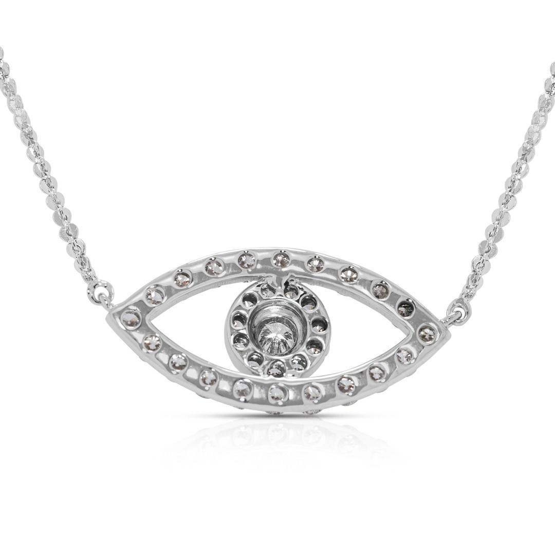 Mesmerizing 0.57ct Natural Diamond Eye Necklace in 18K White Gold