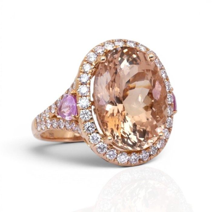 8.30 Carat IGI Certified Natural Morganite 18K Rose Gold Cocktail Ring