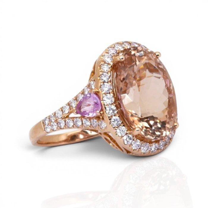8.30 Carat IGI Certified Natural Morganite 18K Rose Gold Cocktail Ring