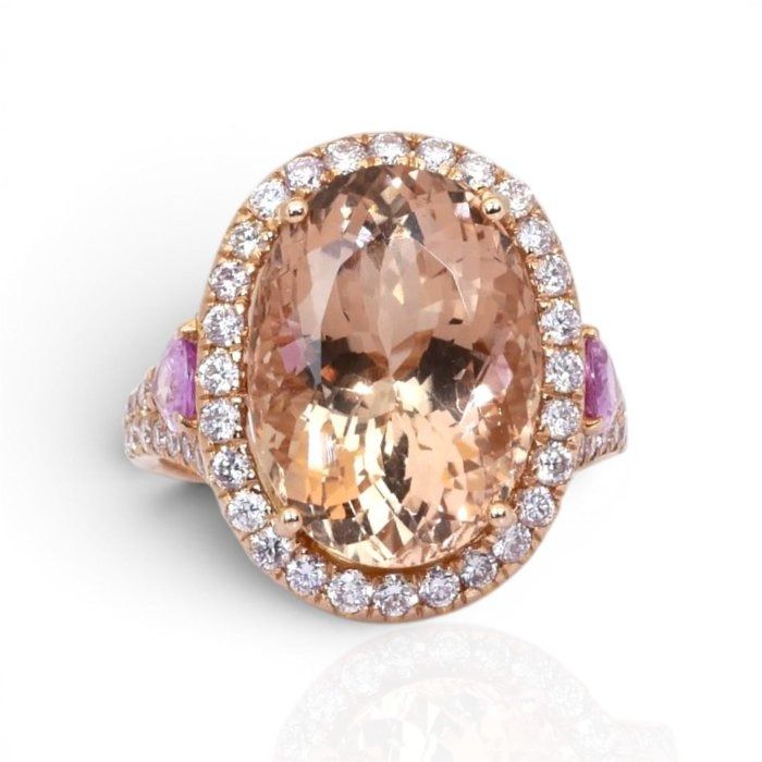 8.30 Carat IGI Certified Natural Morganite 18K Rose Gold Cocktail Ring