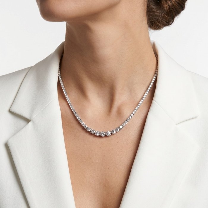 7.02 Carats IGI Certified Natural Diamond 18K White Gold Necklace