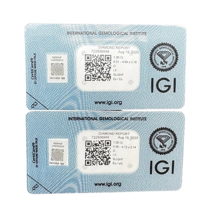 Dazzling 2.00ct Pair of Emerald Cut Diamonds - IGI Certified