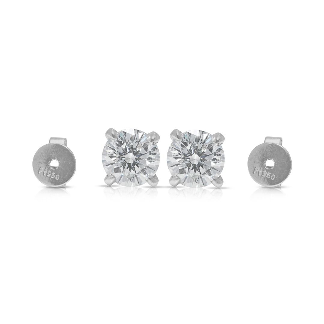 Brilliant 0.54ct Natural Diamond Stud Earrings in 18K White Gold (New-Unworn)