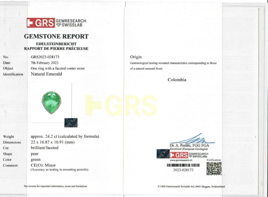 Glamorous 28.26ct Emerald and Diamonds Cluster Ring in 18k White Gold - GRS & IGI Certified