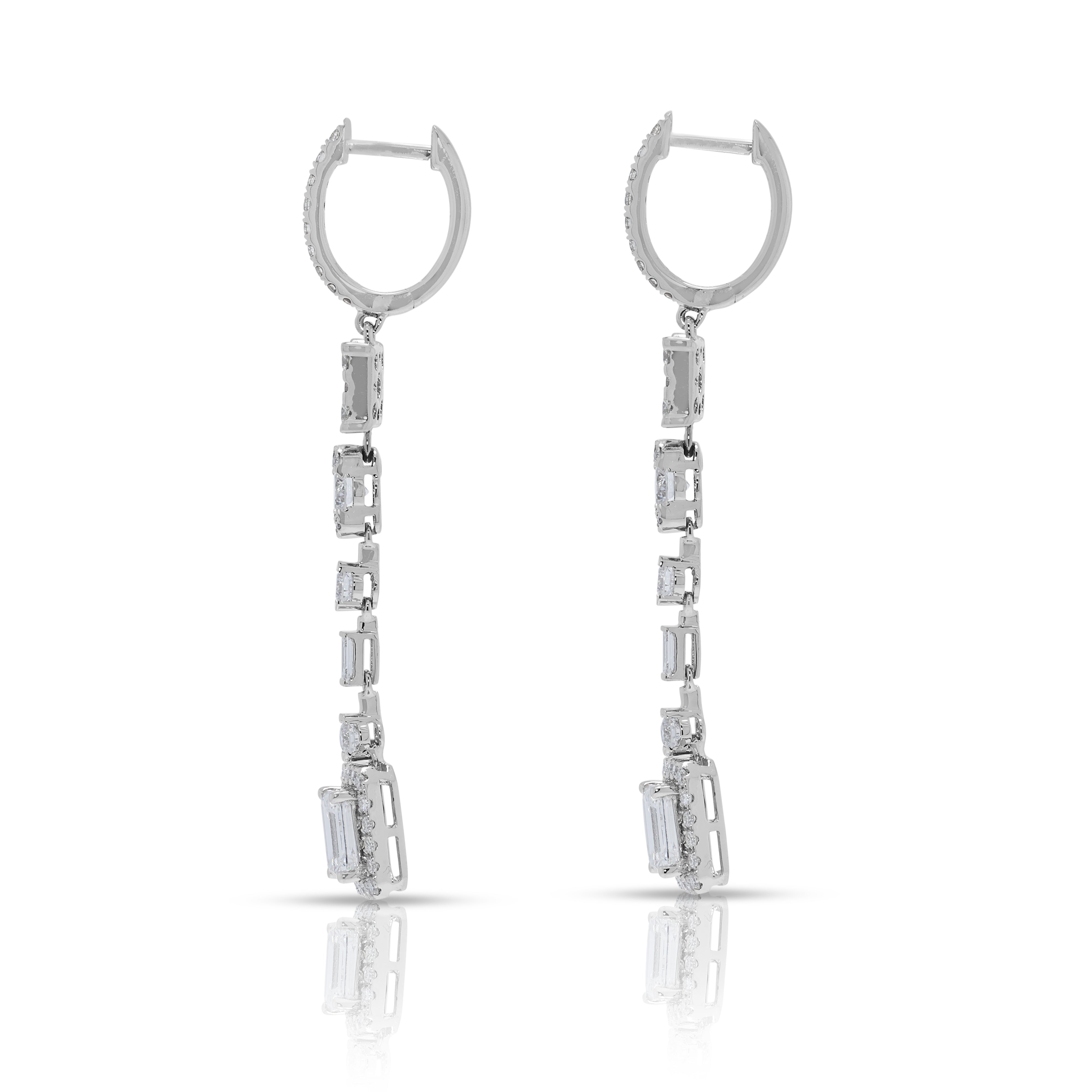 Stunning 1.87ct Lab Grown Diamond Drop Earrings by Gold Heart in 18K White Gold - (Unworn)