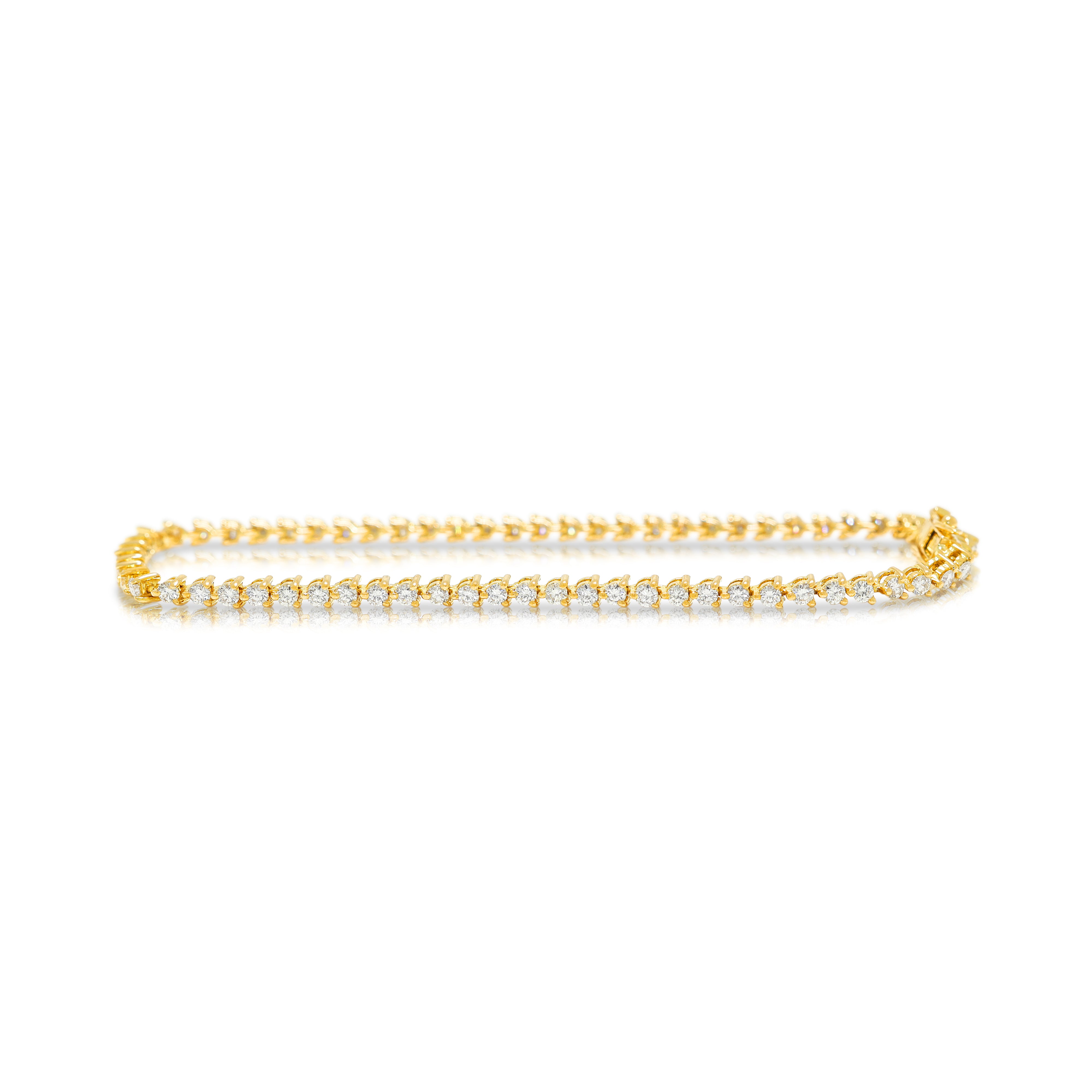 Classic 1.70ct Natural Diamond Tennis Bracelet in 18K Yellow Gold