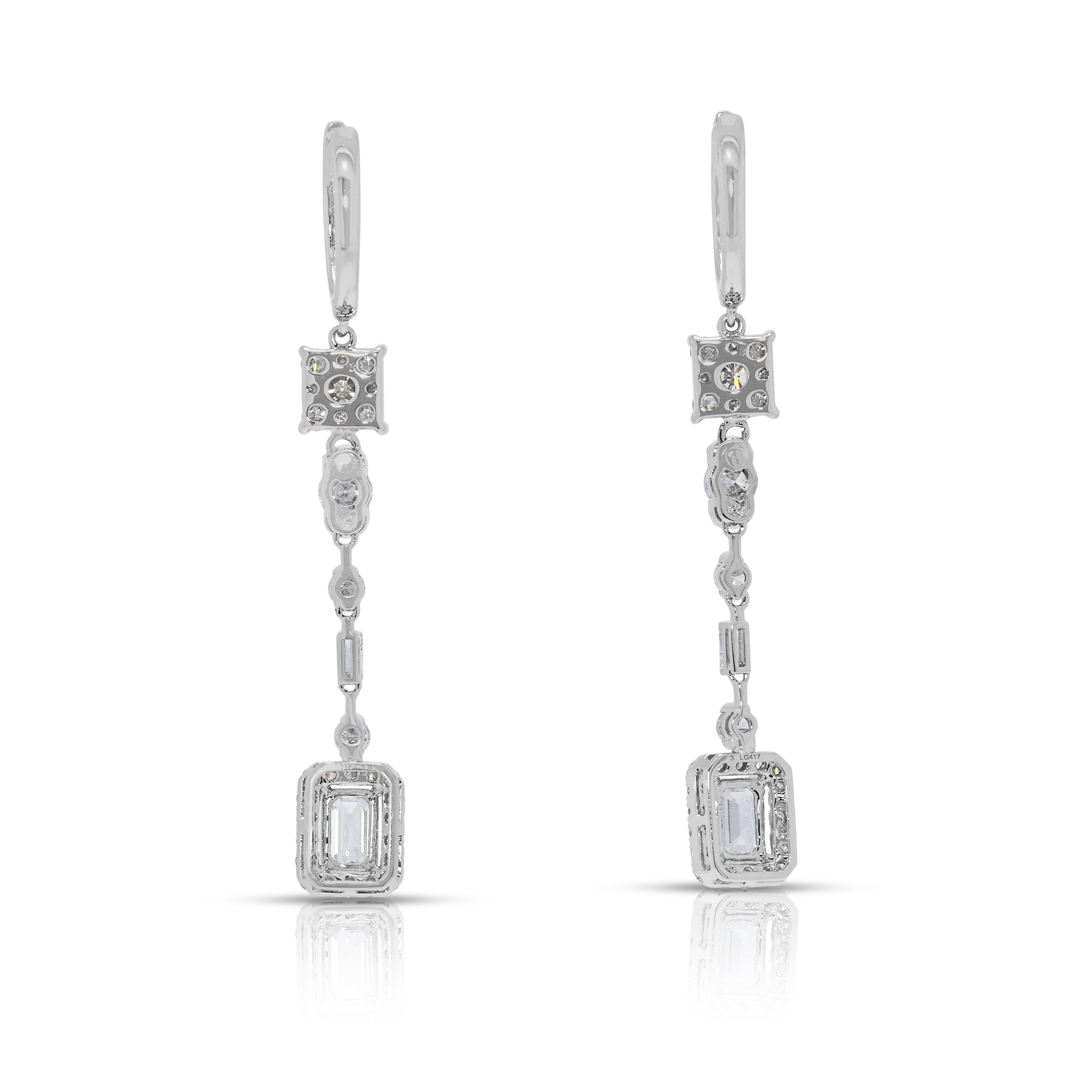 Stunning 1.87ct Lab Grown Diamond Drop Earrings by Gold Heart in 18K White Gold - (Unworn)