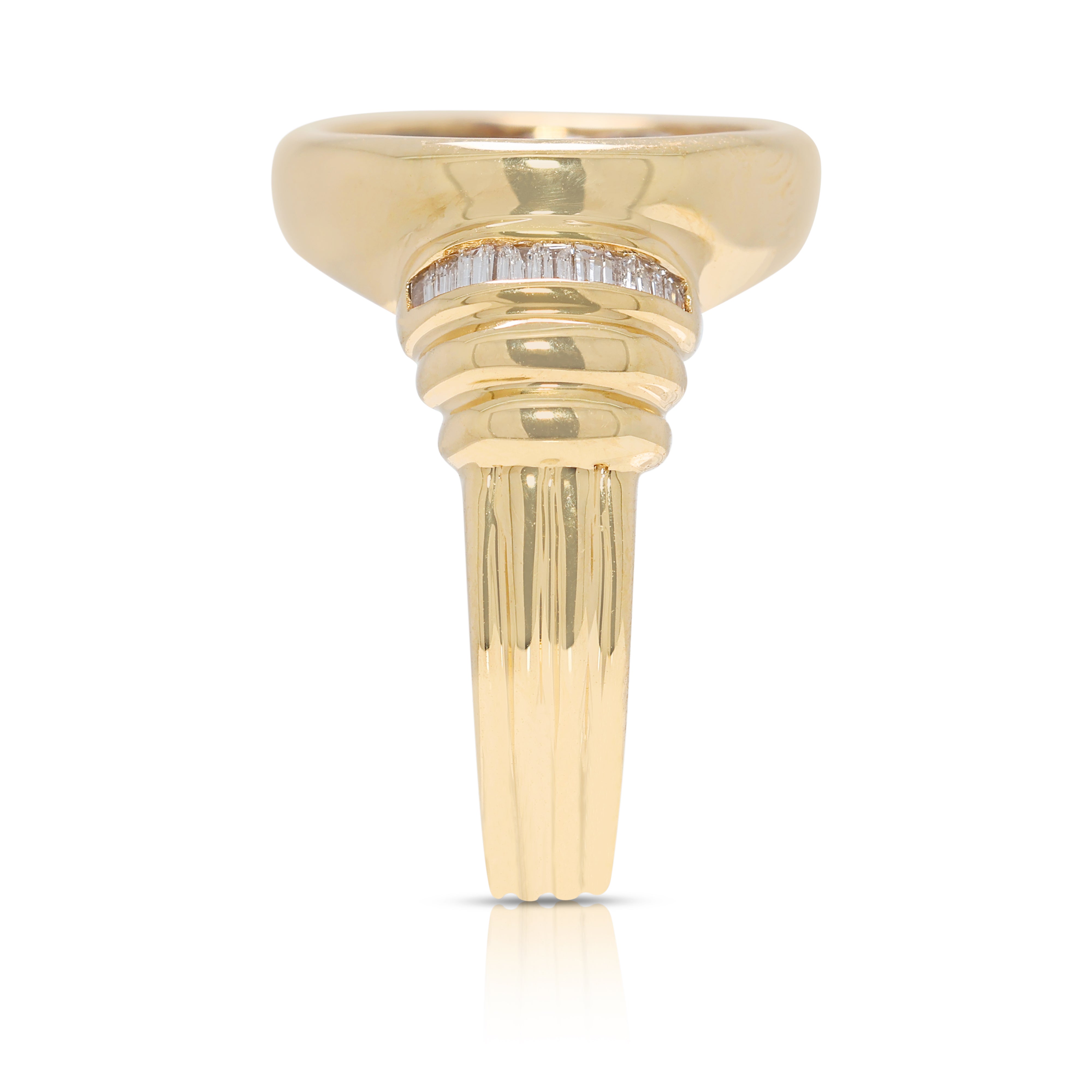 Bold 0.12ct Natural Diamond Medusa Coin Ring in 18K Yellow Gold