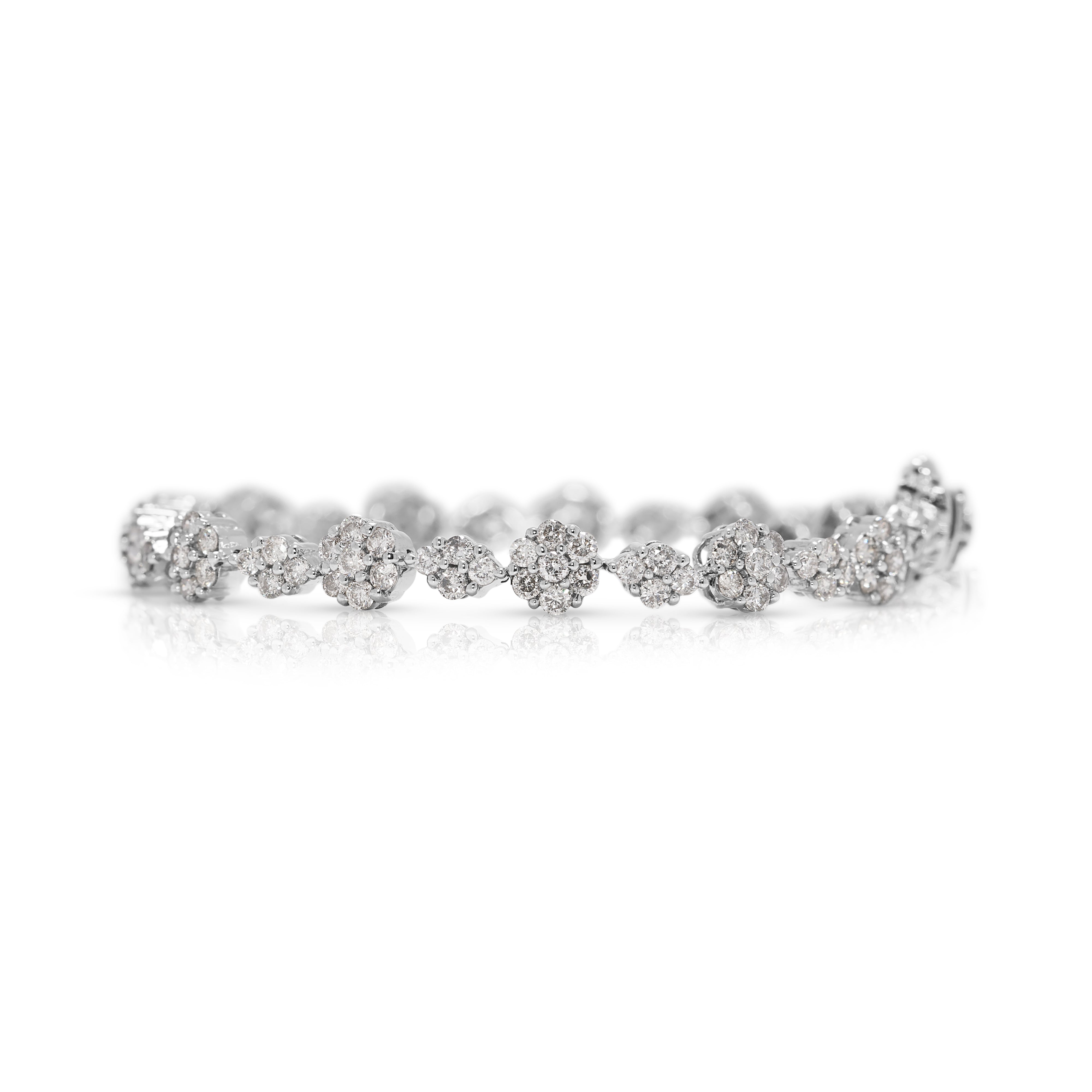 Brilliant 2.15ct Natural Diamond Cluster Bracelet in 18K White Gold