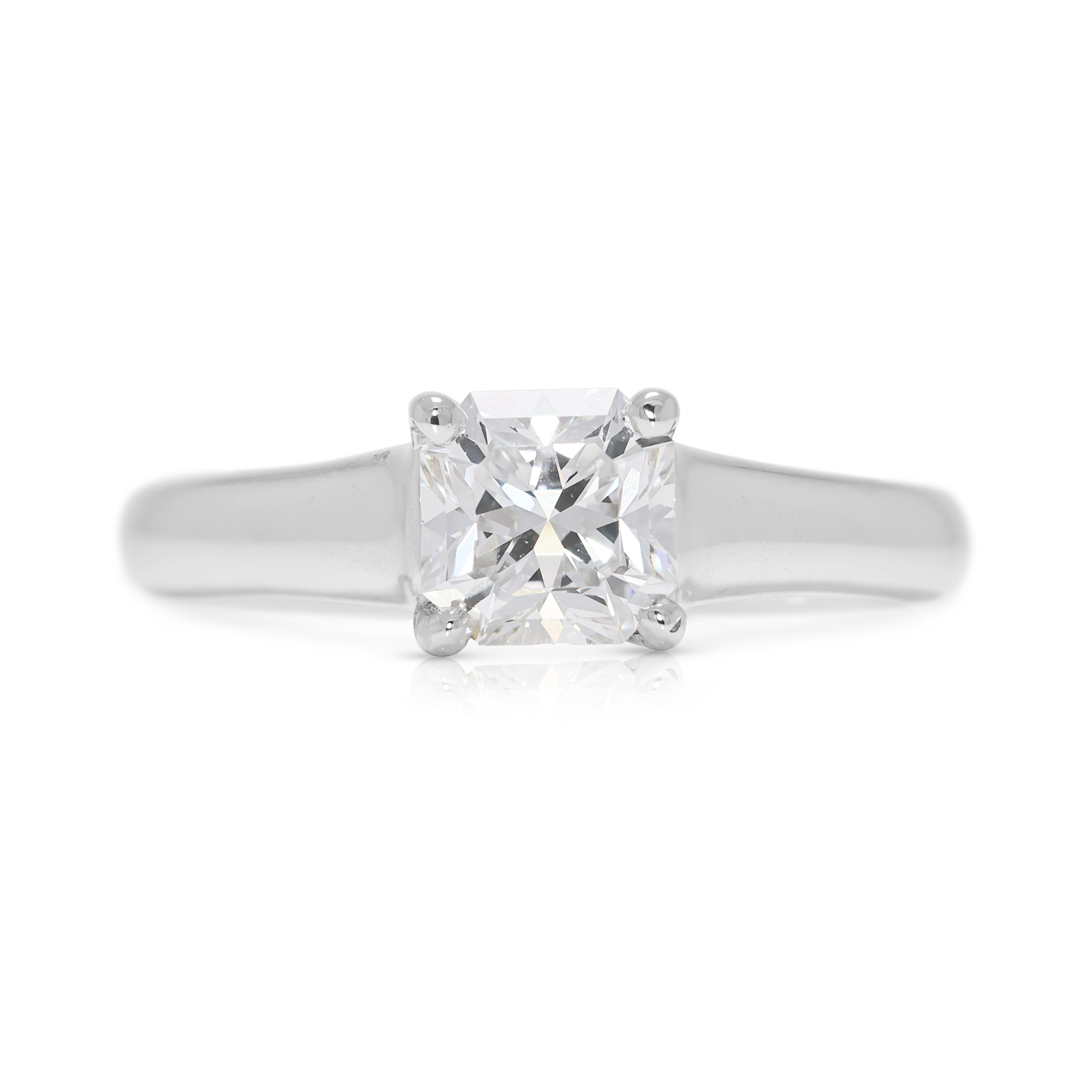 Sophisticated 0.74ct Natural Diamond Solitaire Ring in Platinum