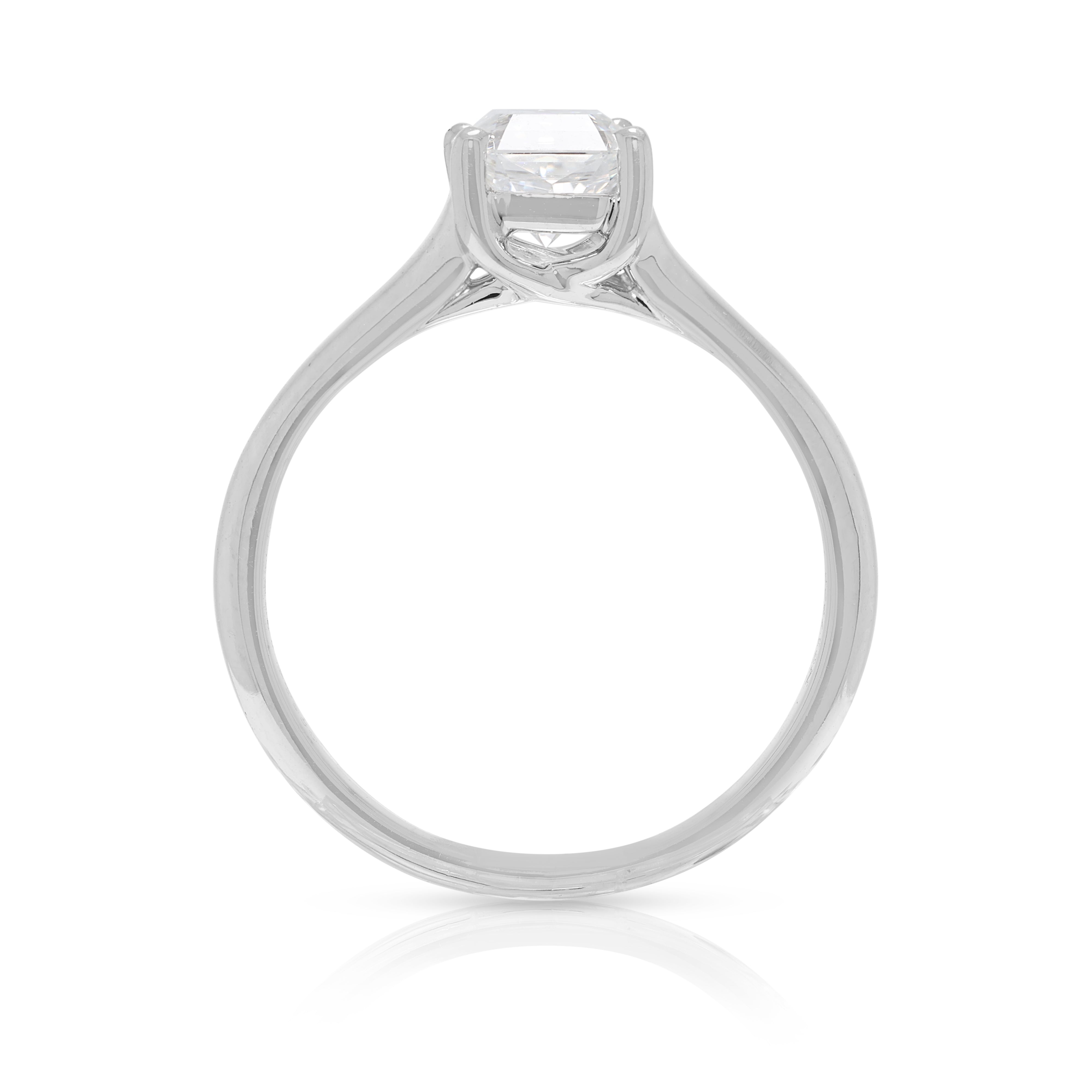 Sophisticated 0.74ct Natural Diamond Solitaire Ring in Platinum