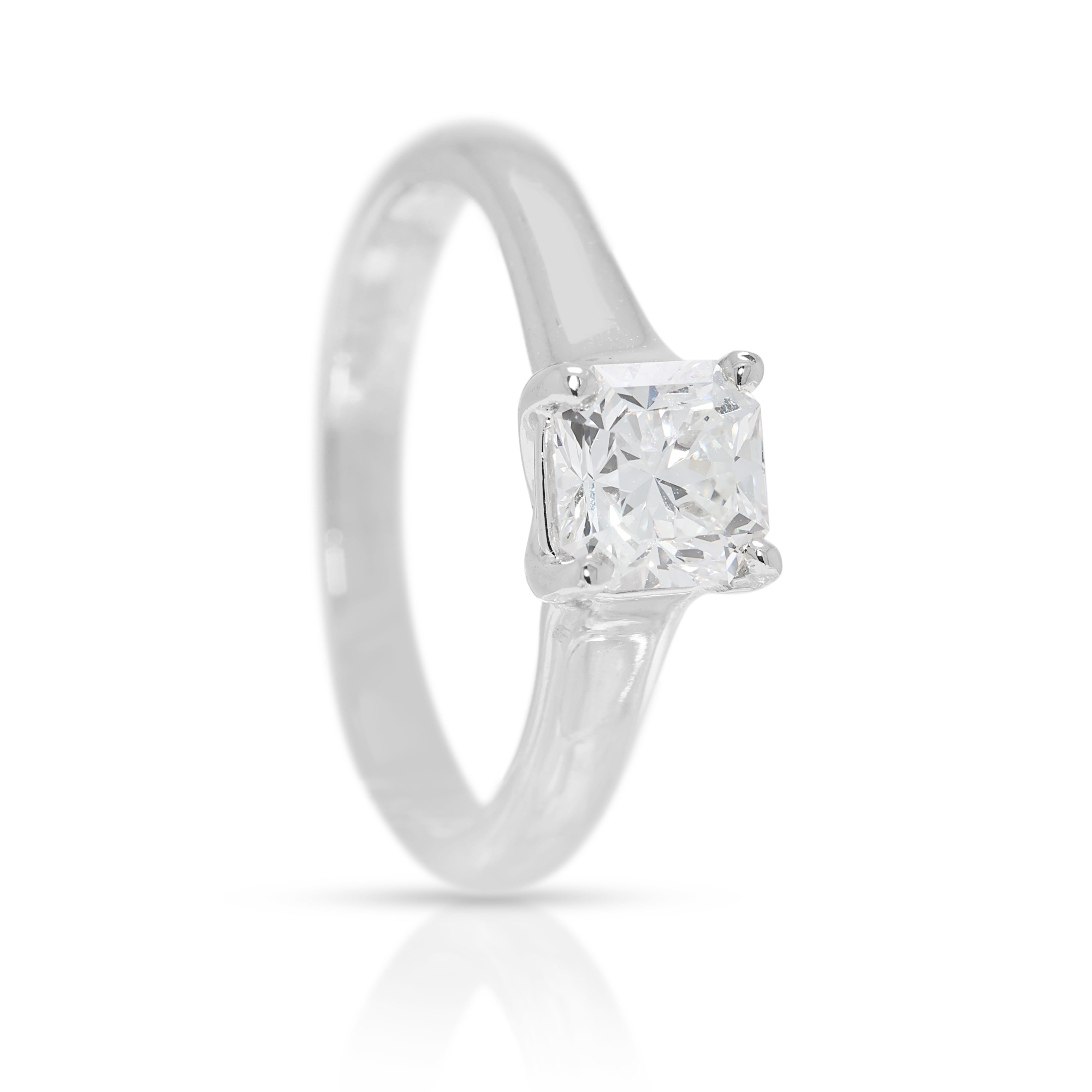 Sophisticated 0.74ct Natural Diamond Solitaire Ring in Platinum