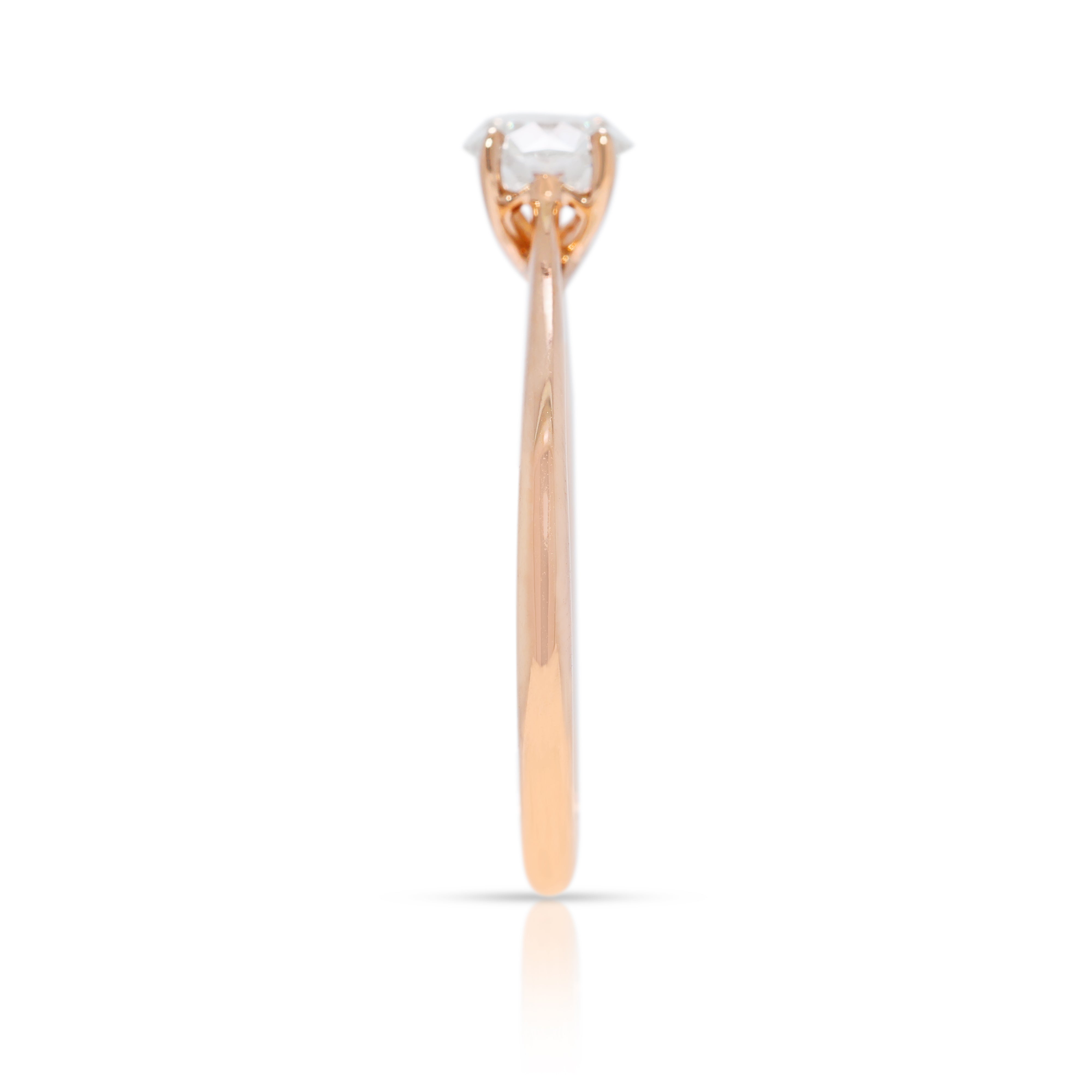 Refined 0.43ct Natural Diamond Jann Paul Solitaire Ring in 18K Rose Gold with AGS Certificate