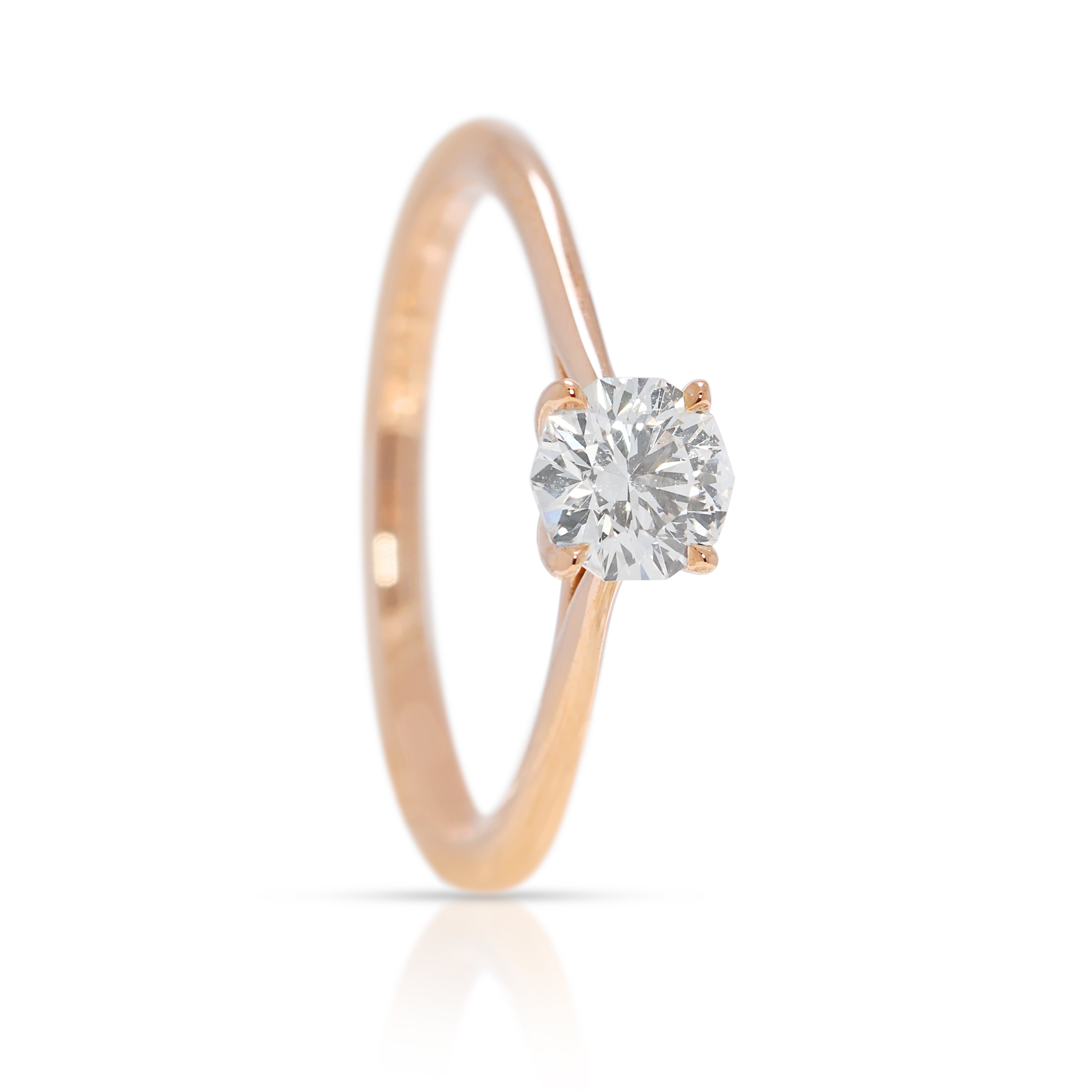 Refined 0.43ct Natural Diamond Jann Paul Solitaire Ring in 18K Rose Gold with AGS Certificate