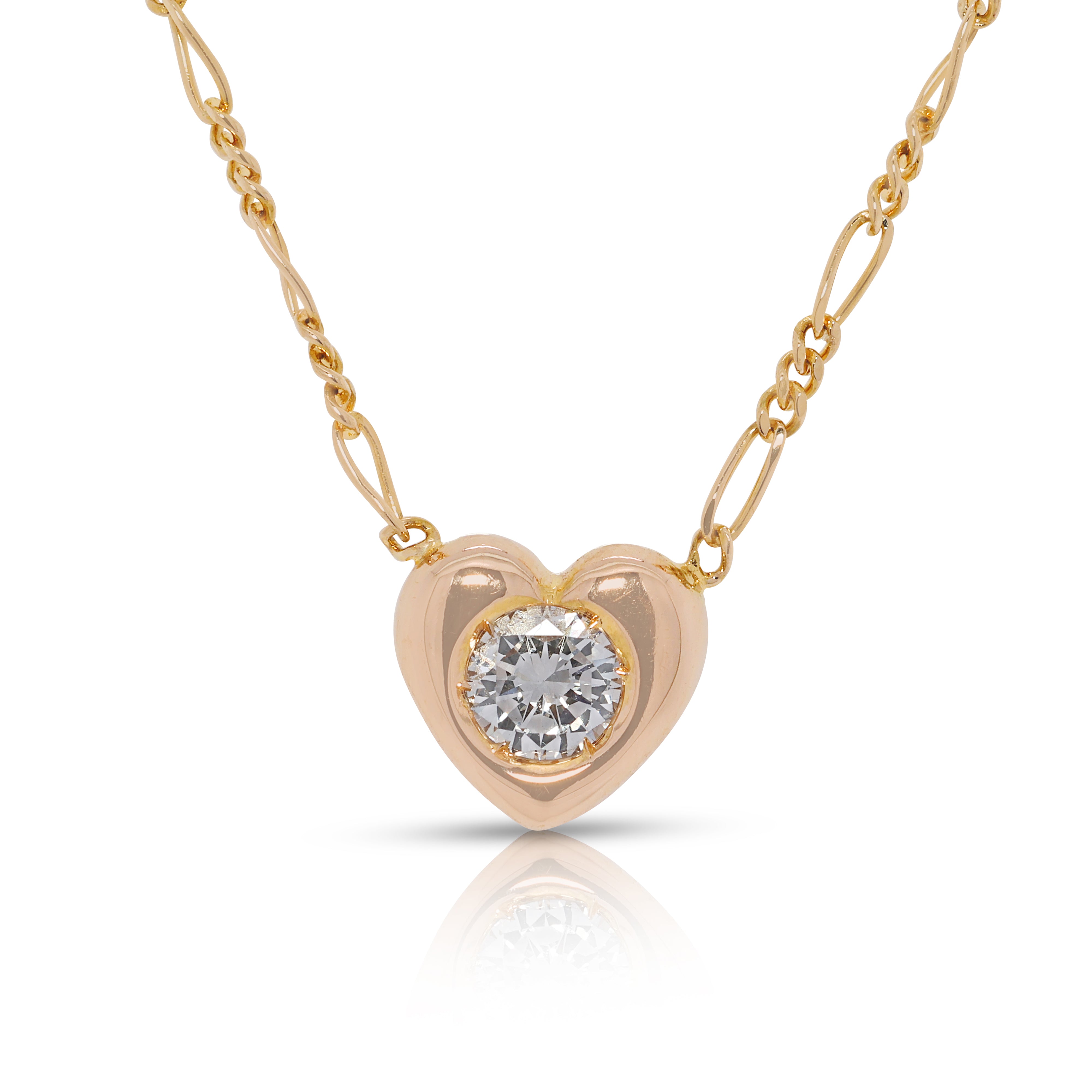 Romantic 0.23ct Natural Diamond Heart Necklace in 18K Yellow Gold