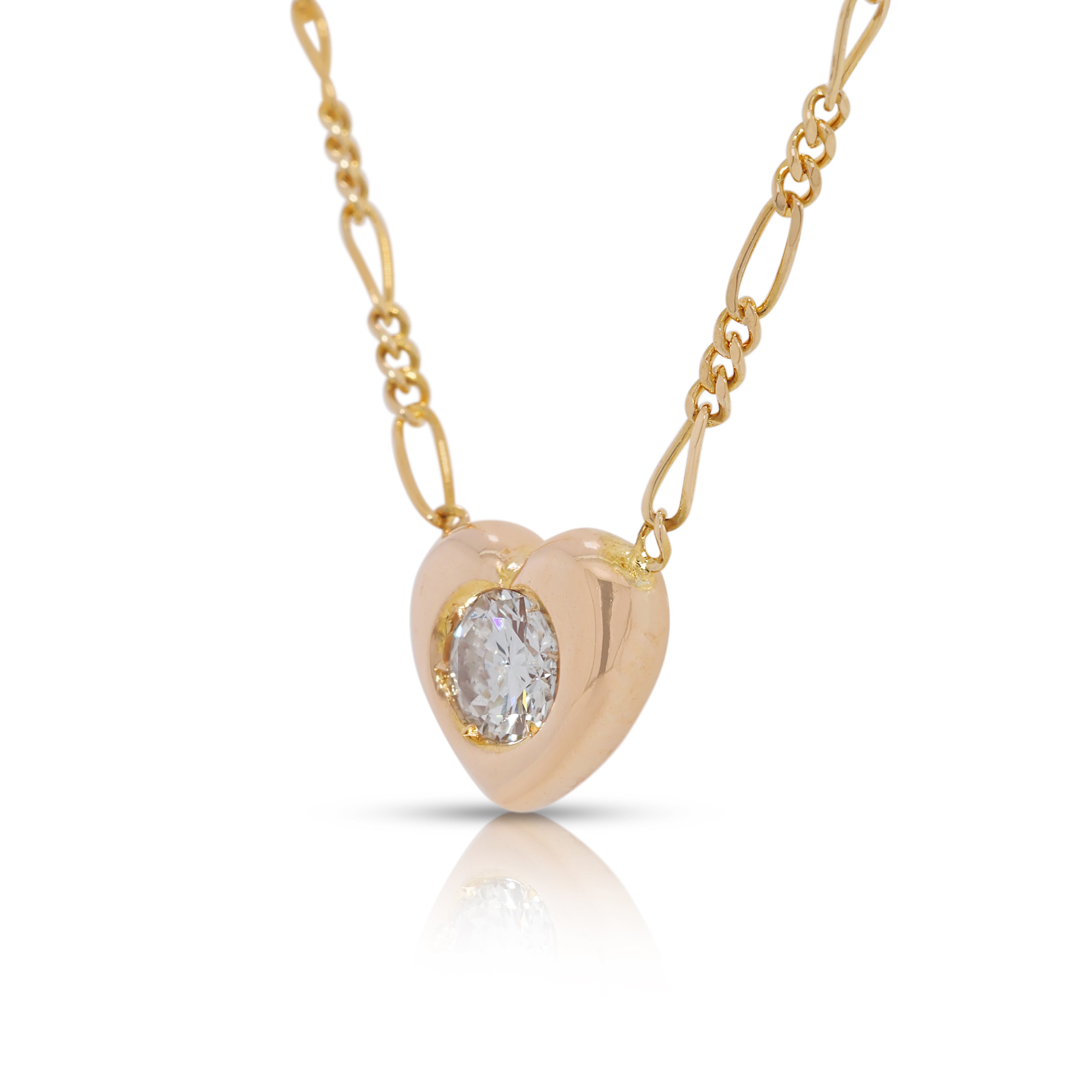 Romantic 0.23ct Natural Diamond Heart Necklace in 18K Yellow Gold