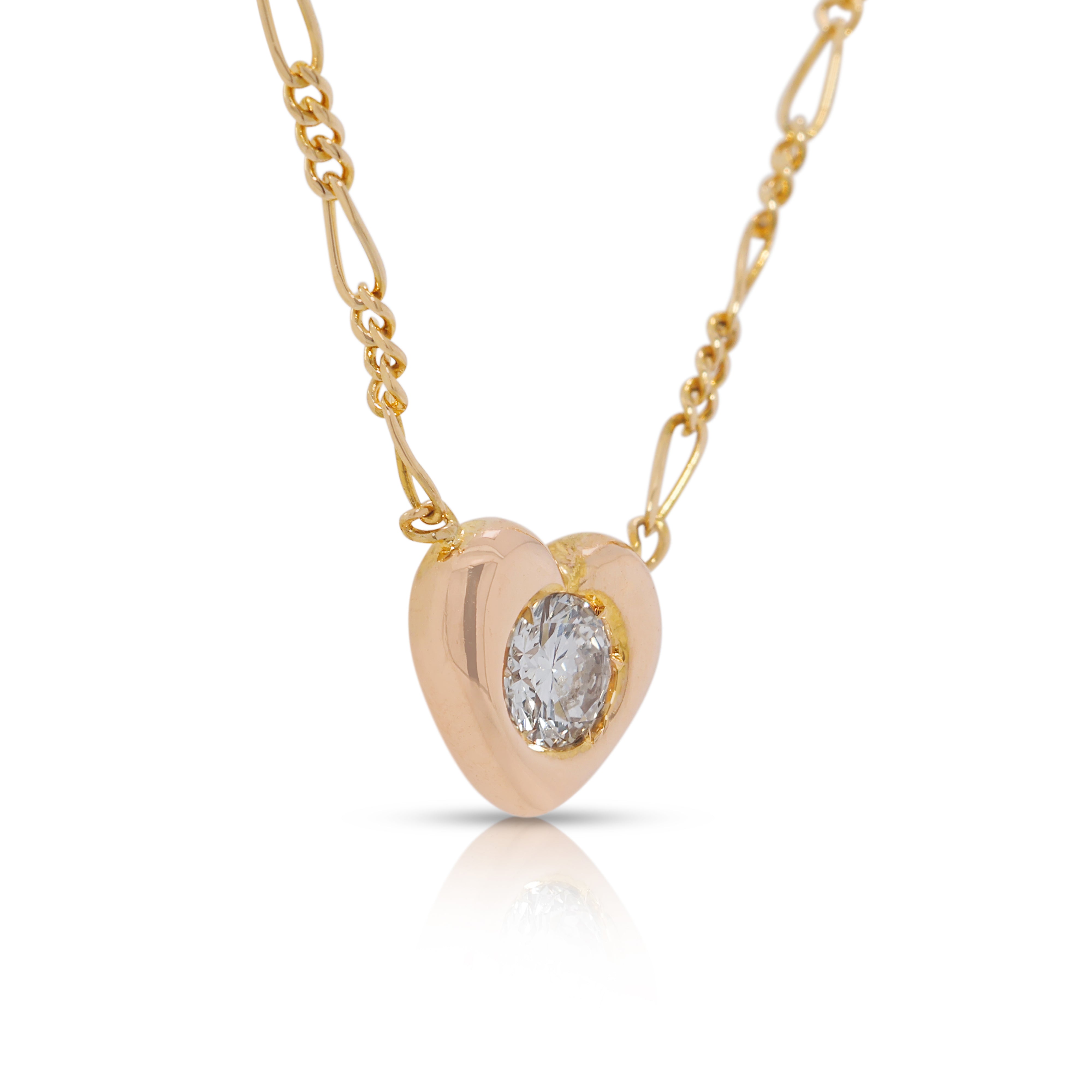Romantic 0.23ct Natural Diamond Heart Necklace in 18K Yellow Gold
