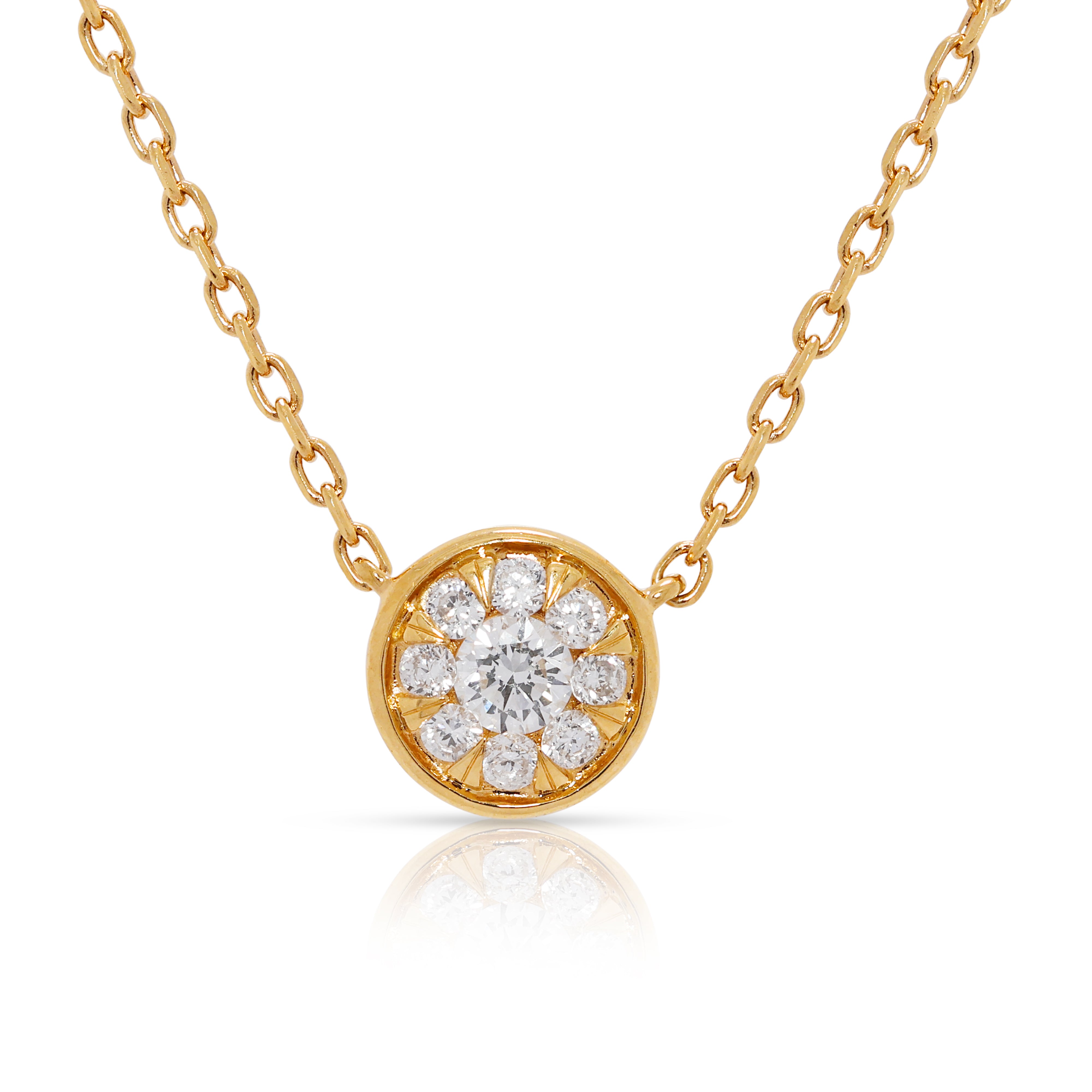 Delicate 0.10ct Natural Diamond Necklace in 18K Yellow Gold