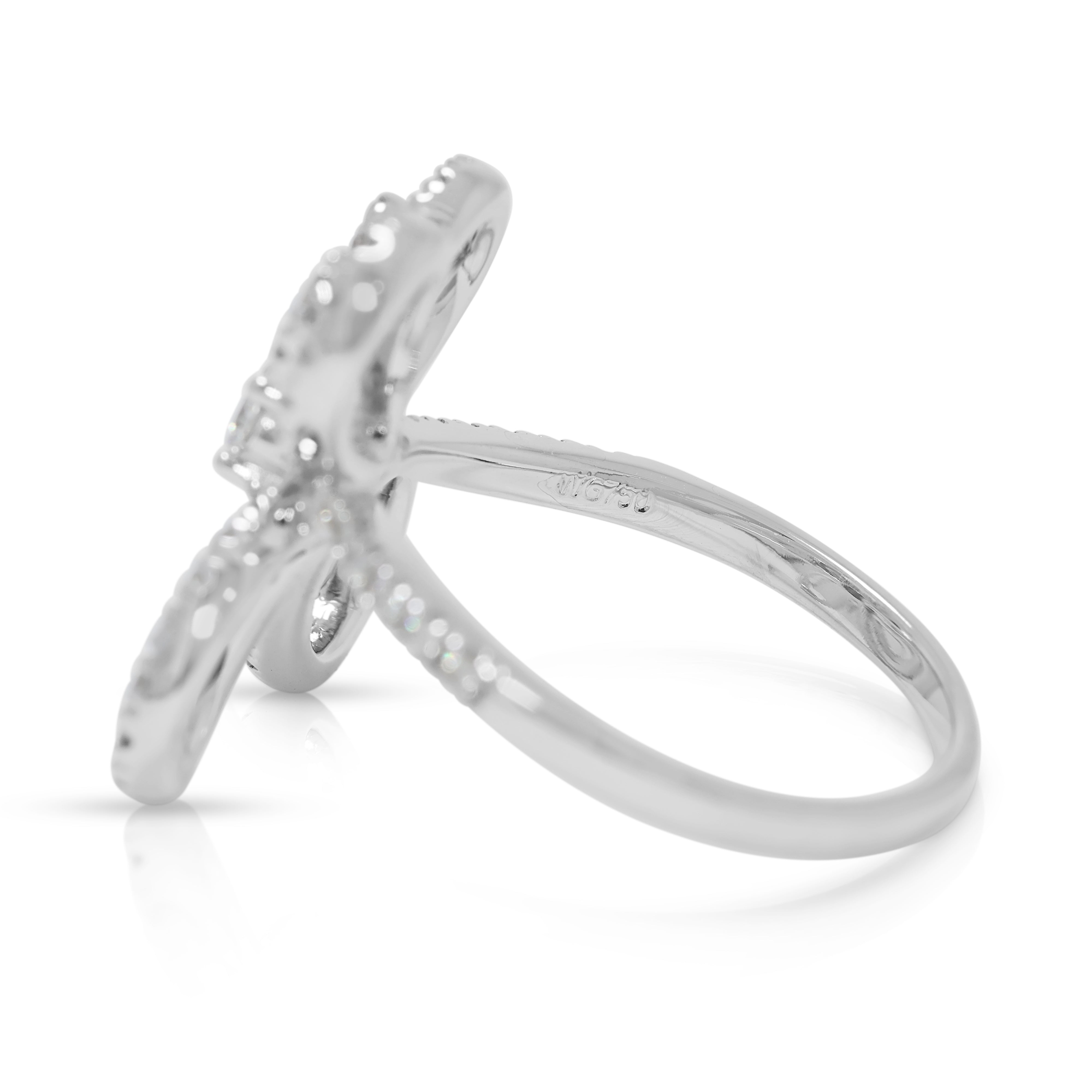 Unique 0.60ct Natural Diamond 18K White Gold Ring (Unworn)