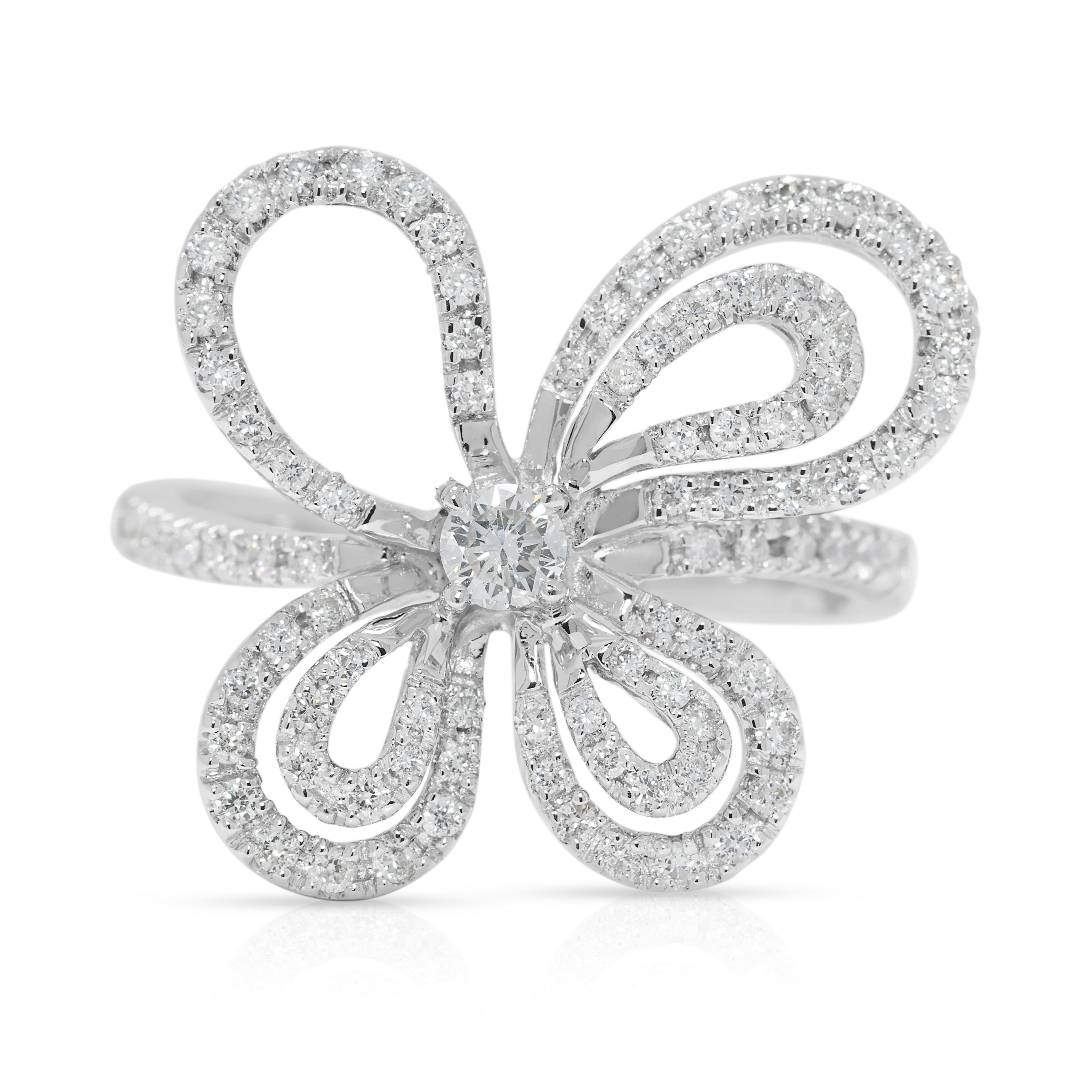 Unique 0.60ct Natural Diamond 18K White Gold Ring (Unworn)