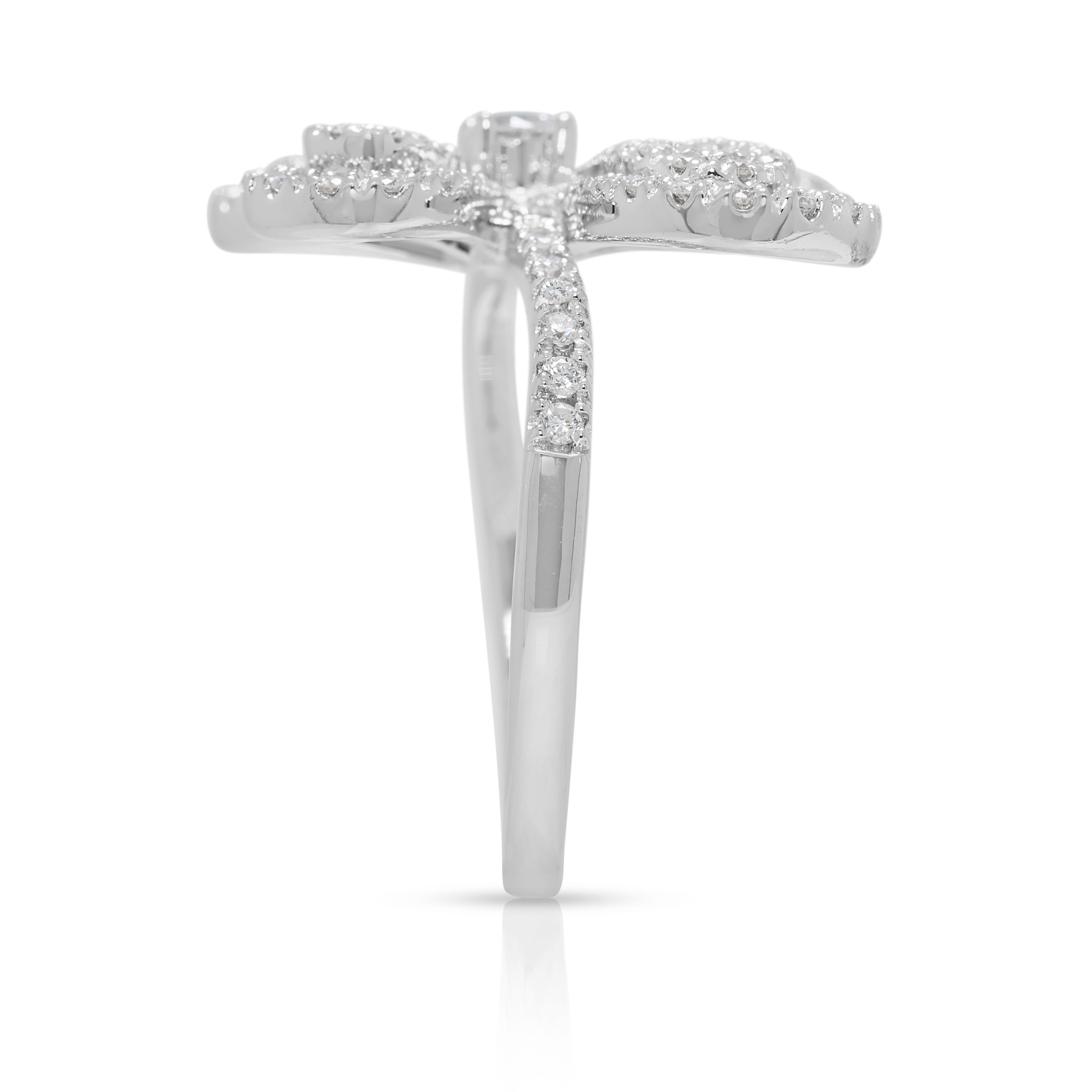 Unique 0.60ct Natural Diamond 18K White Gold Ring (Unworn)