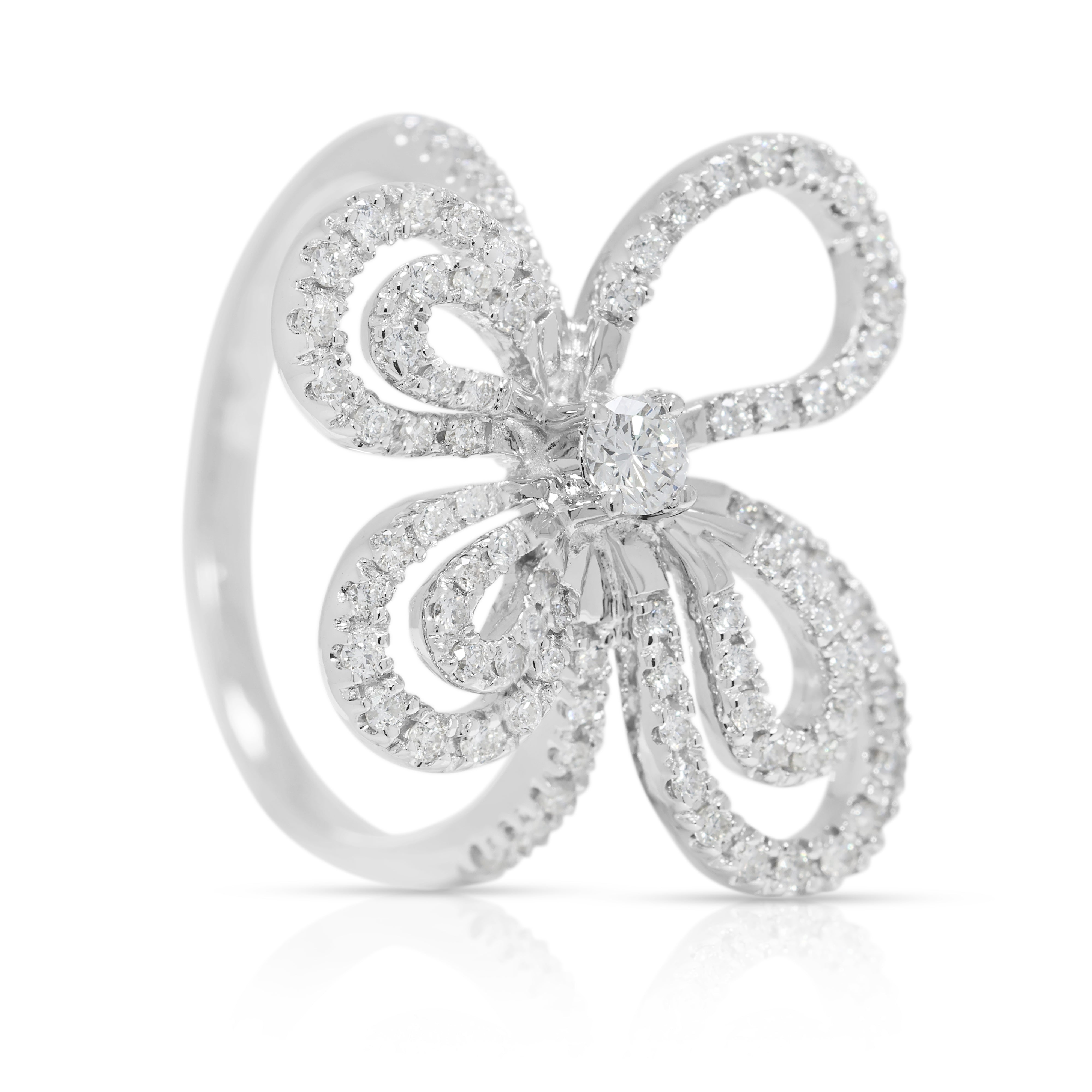 Unique 0.60ct Natural Diamond 18K White Gold Ring (Unworn)