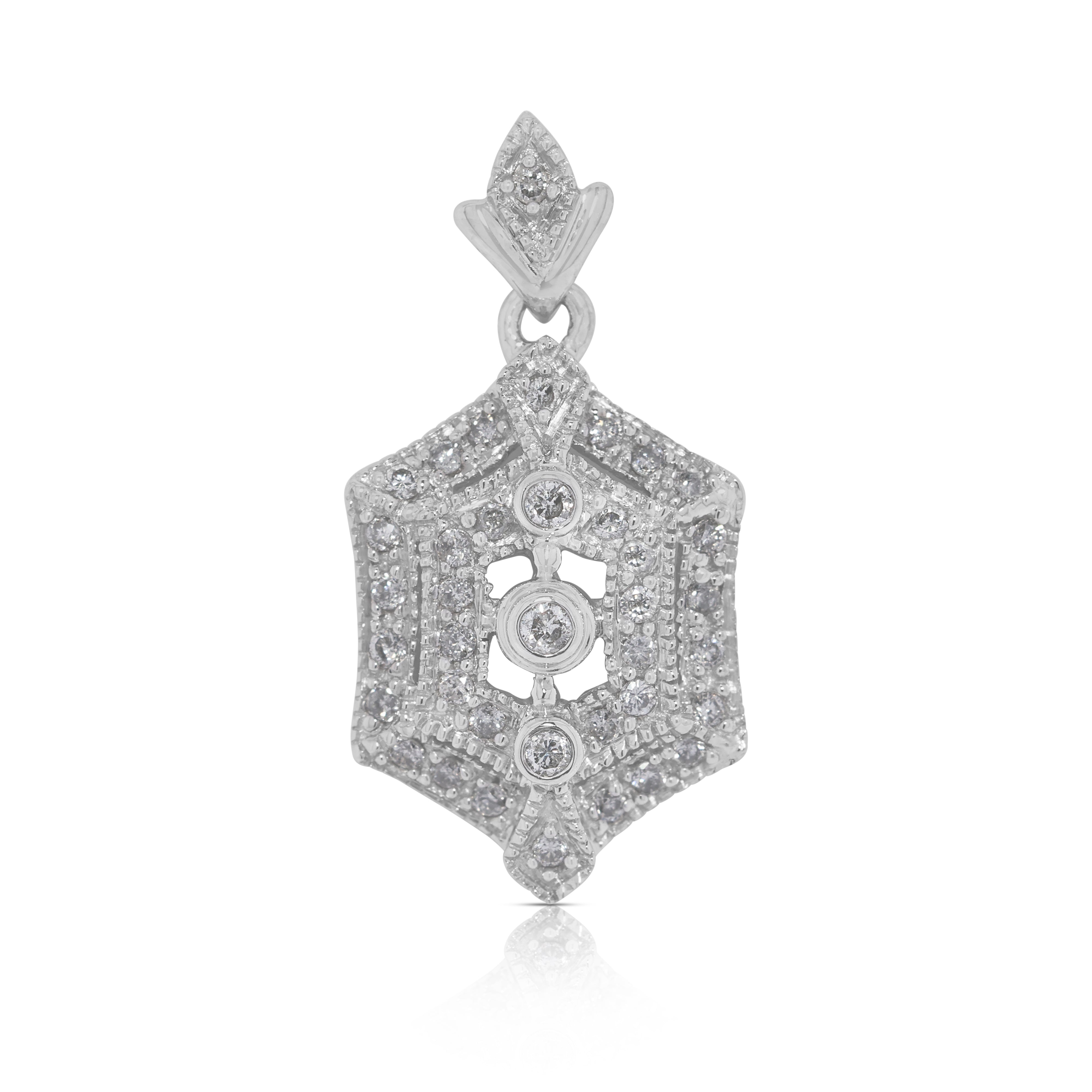 Delicate 0.4ct Natural Diamonds Pendant in 14K White Gold