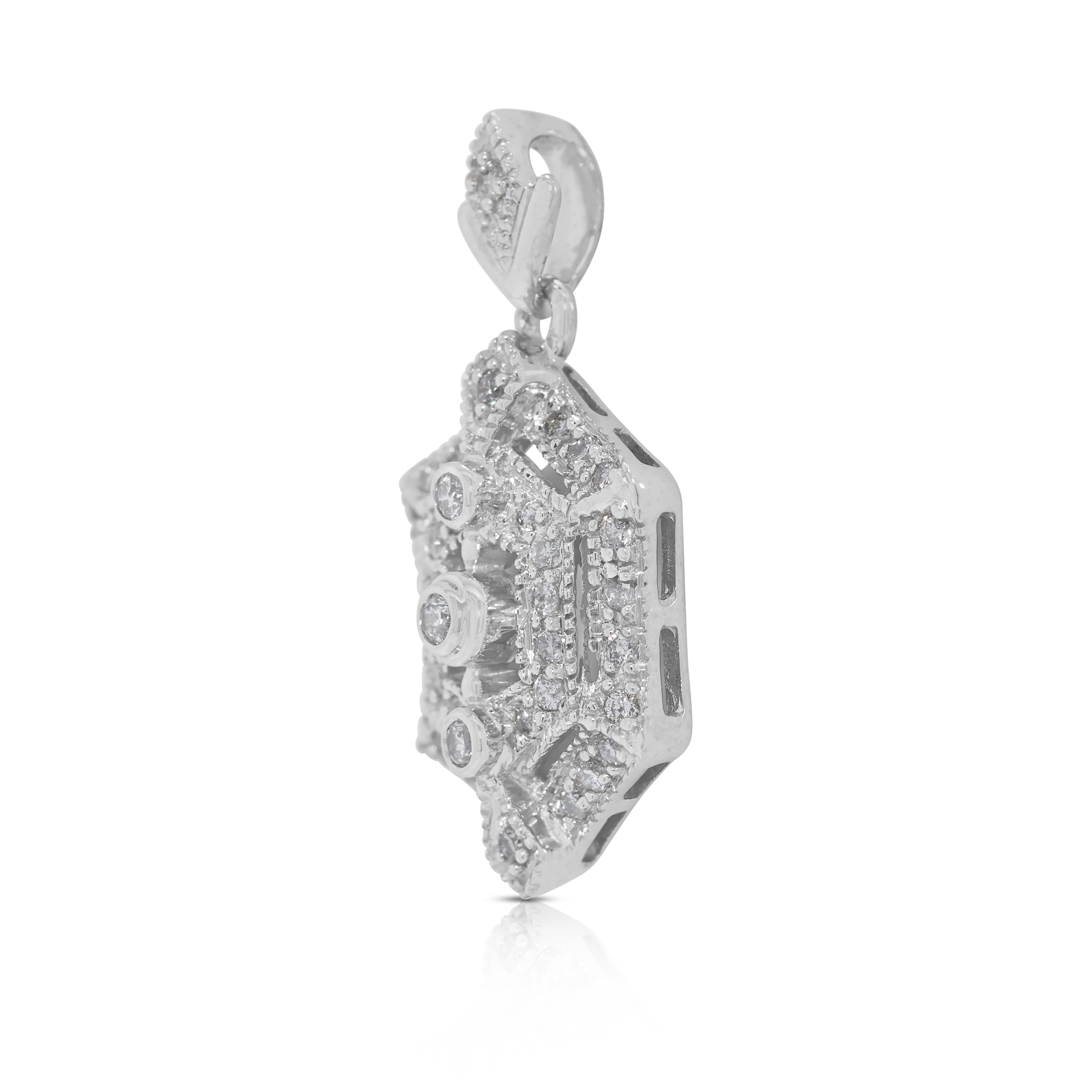 Delicate 0.4ct Natural Diamonds Pendant in 14K White Gold