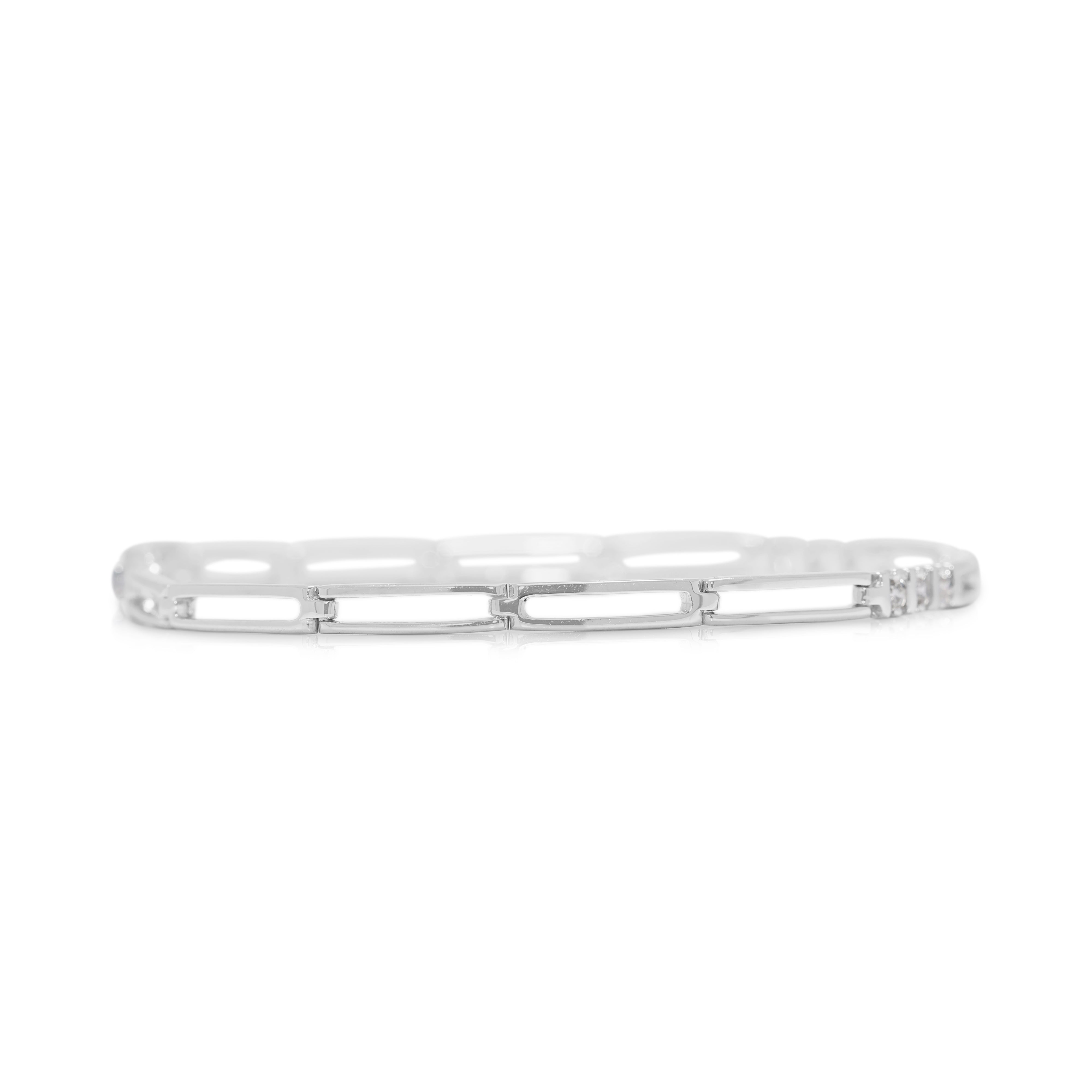 Delicate 0.09ct Natural Diamond 10K White Gold Bracelet