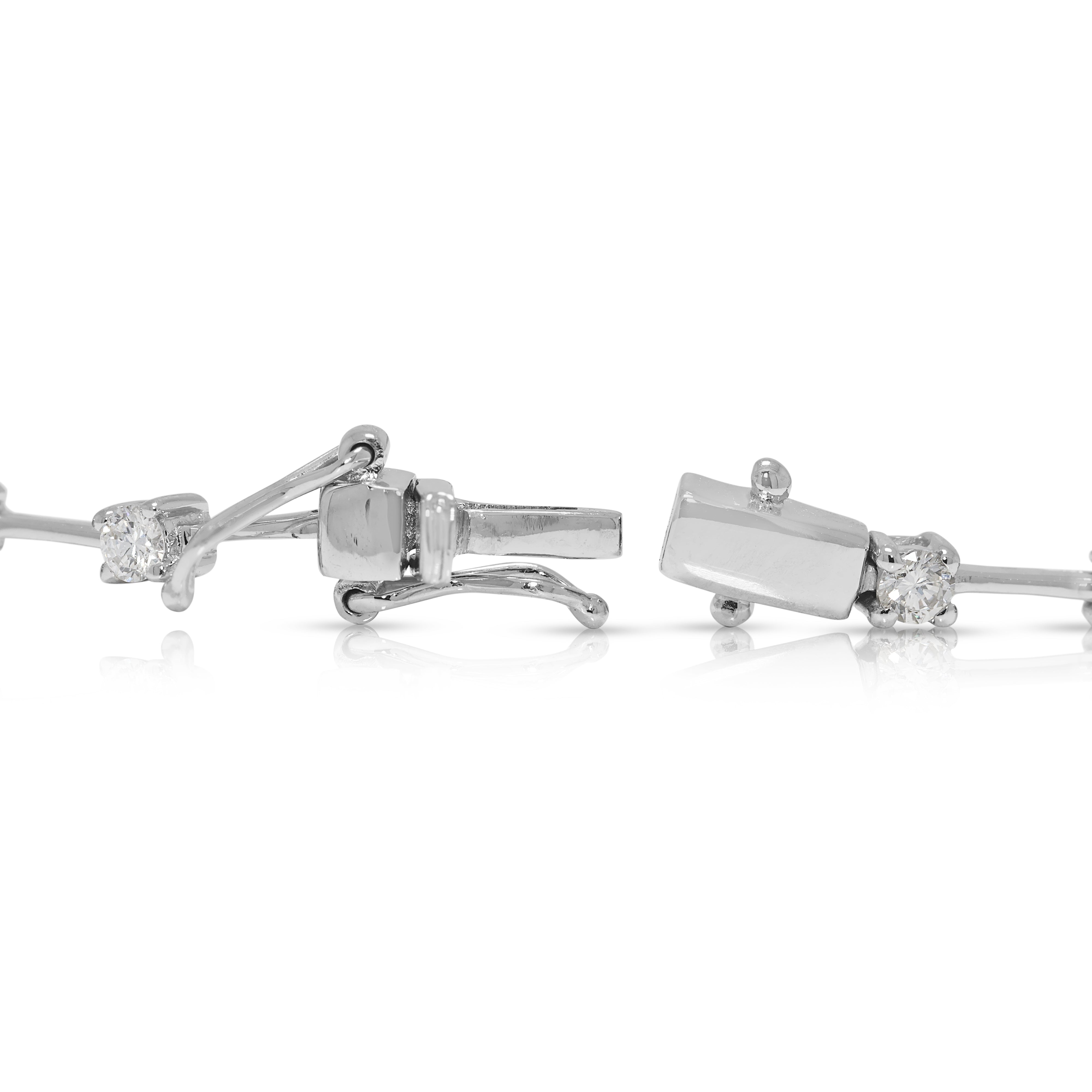 Sparkling 0.81ct Natural Diamond Tennis Bracelet in 18K White Gold