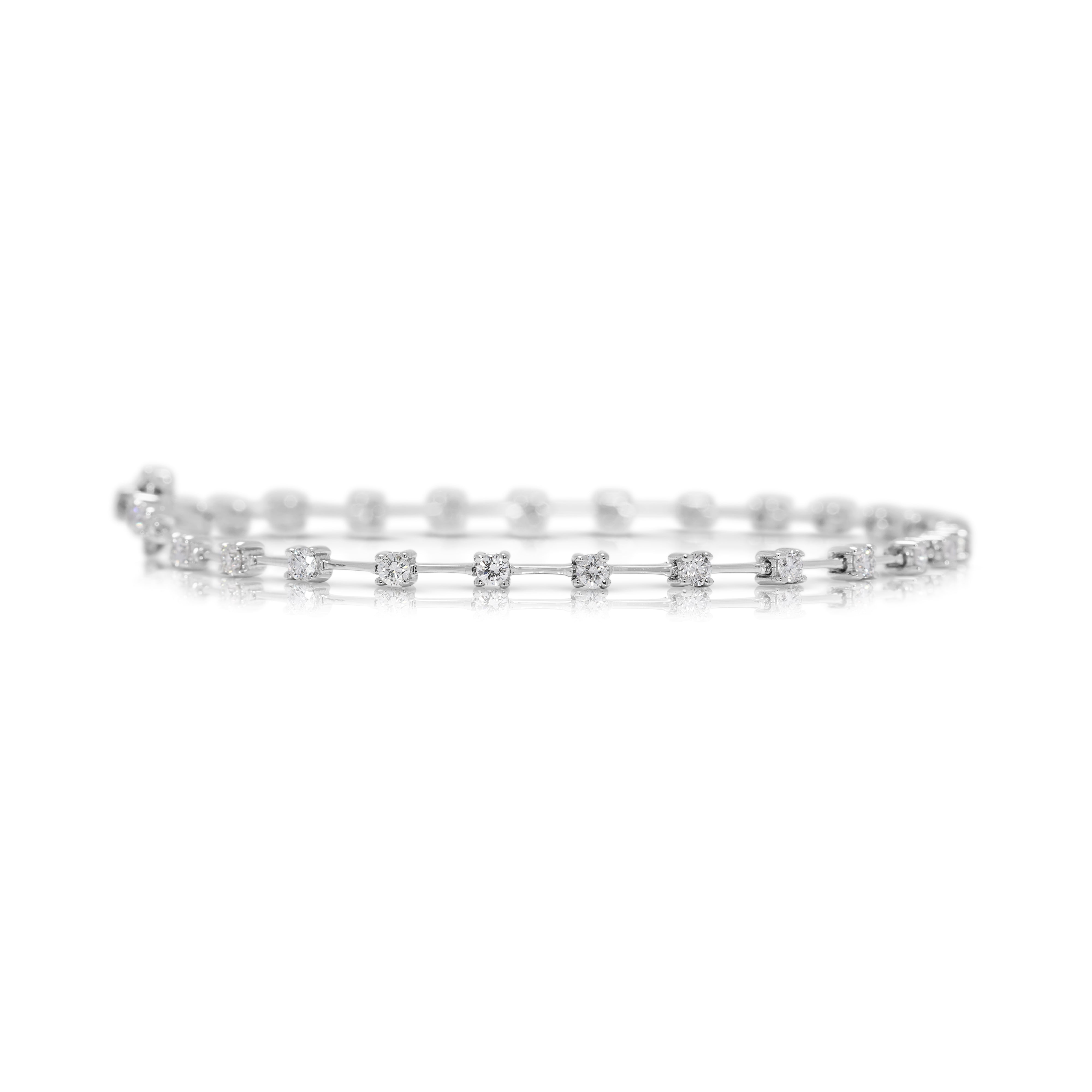 Sparkling 0.81ct Natural Diamond Tennis Bracelet in 18K White Gold