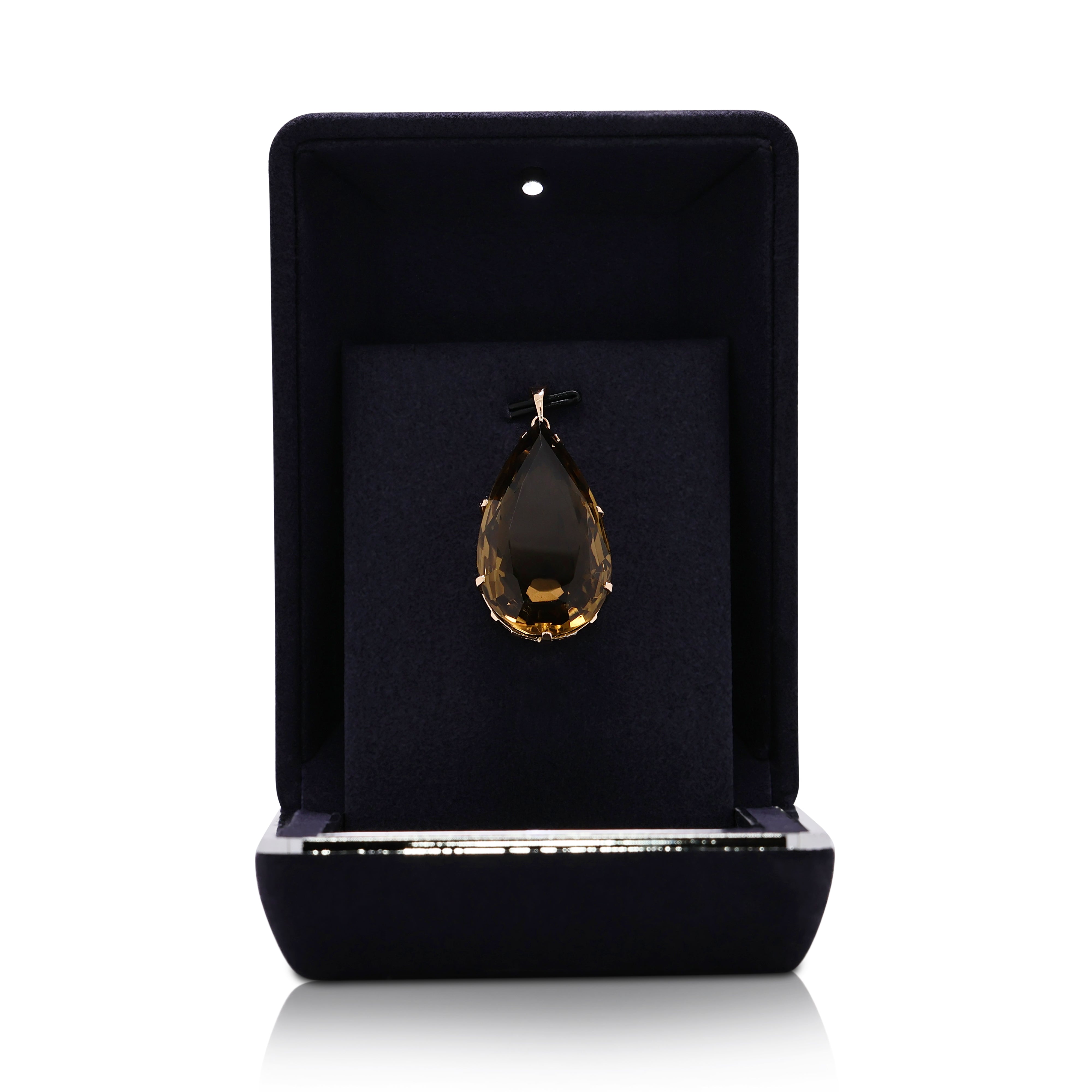 Magnificent 36.88ct Smoky Quartz 14K Yellow Gold Pendant