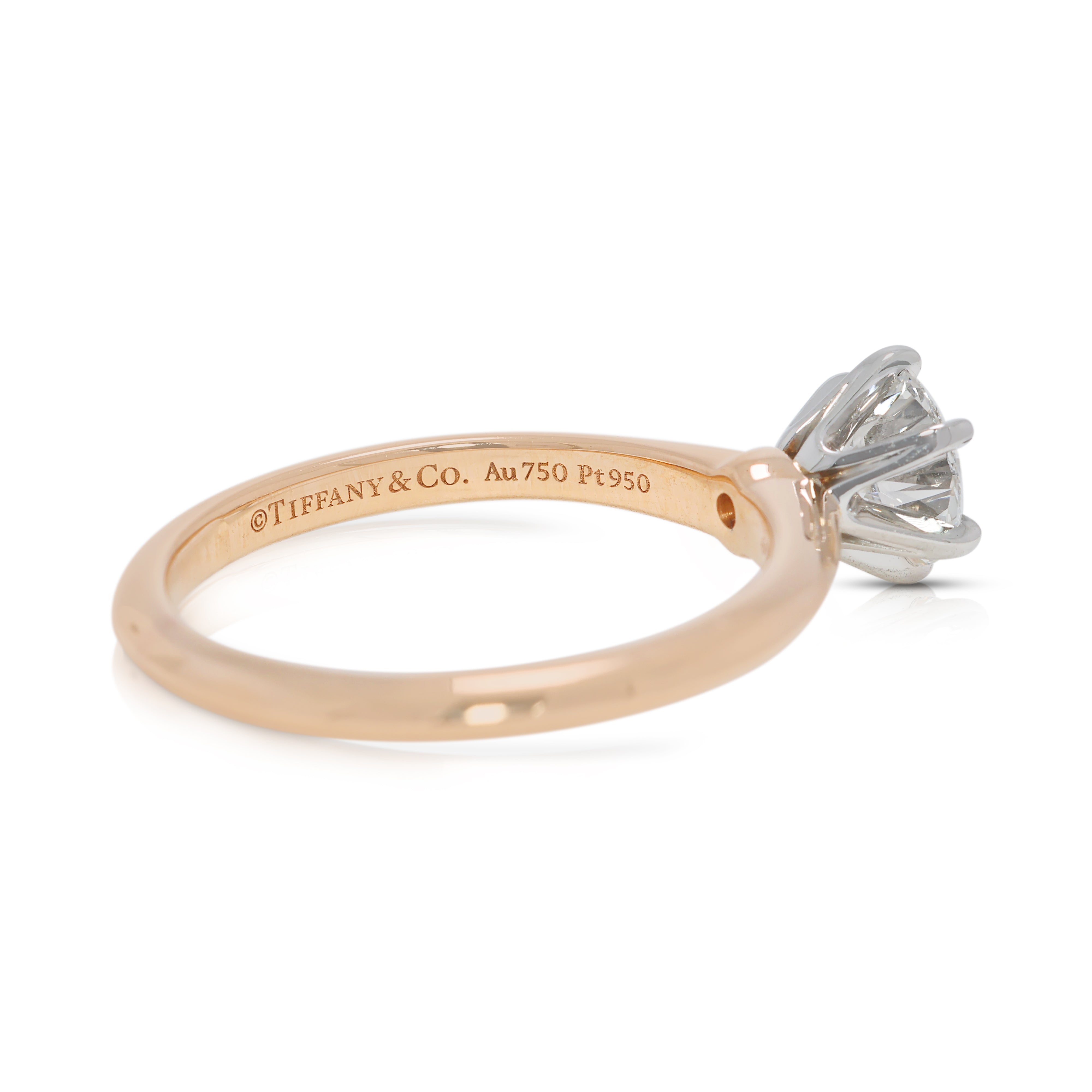 Iconic 0.72ct Tiffany & Co. Natural Diamond Platinum Solitaire Ring (Full Set)