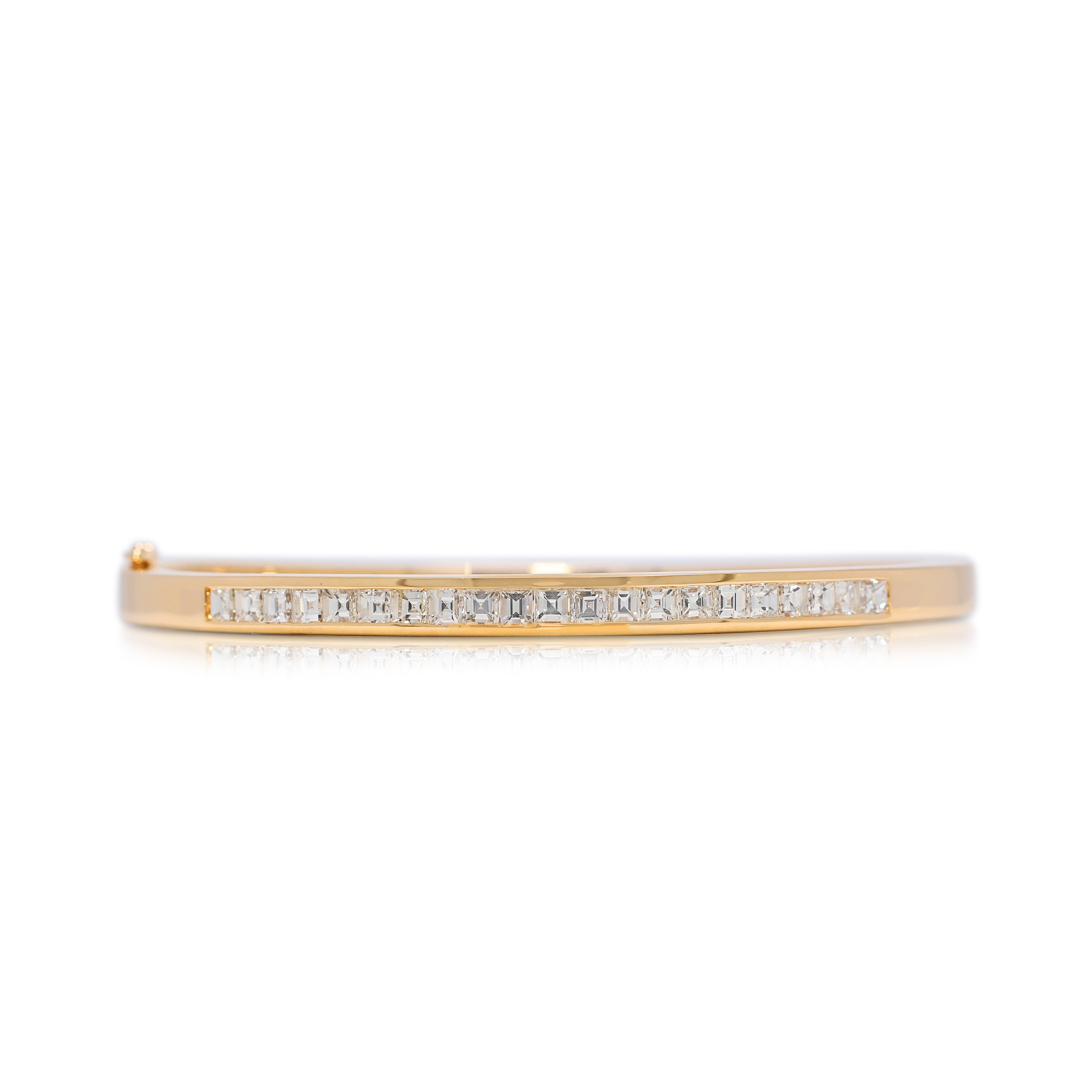 Substantial 1.05ct Natural Diamond Channel-Set Bangle Bracelet in 18K Yellow Gold