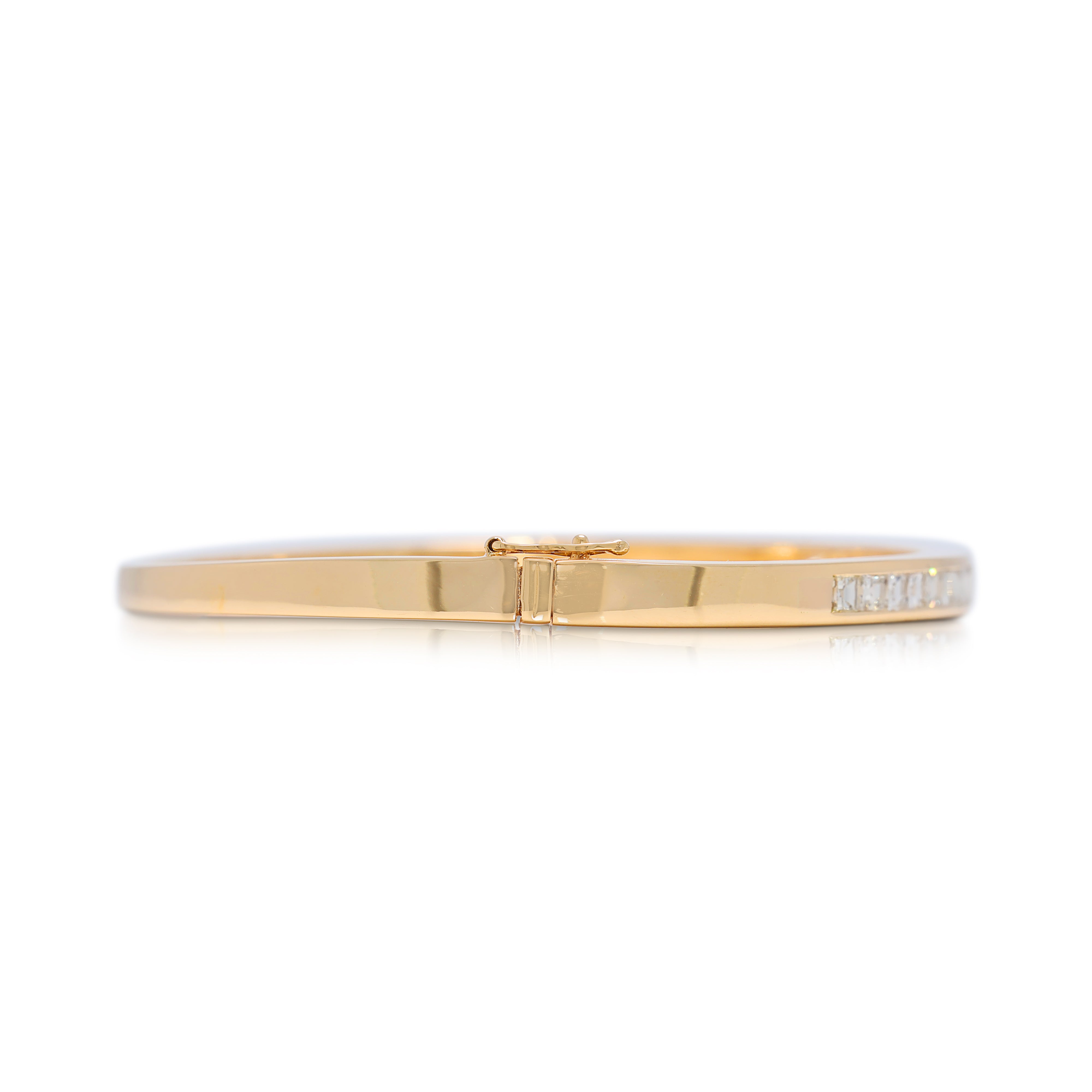 Substantial 1.05ct Natural Diamond Channel-Set Bangle Bracelet in 18K Yellow Gold