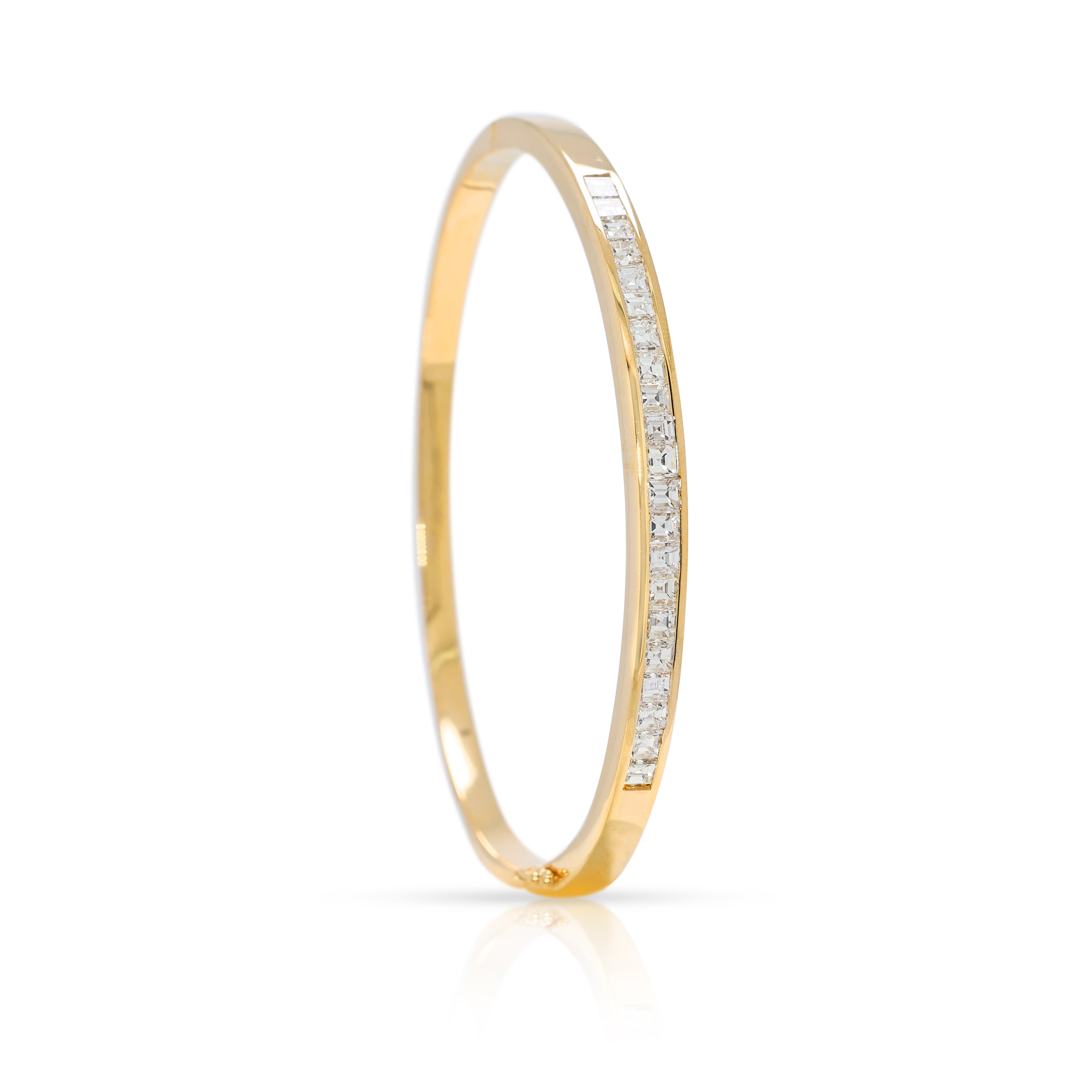 Substantial 1.05ct Natural Diamond Channel-Set Bangle Bracelet in 18K Yellow Gold