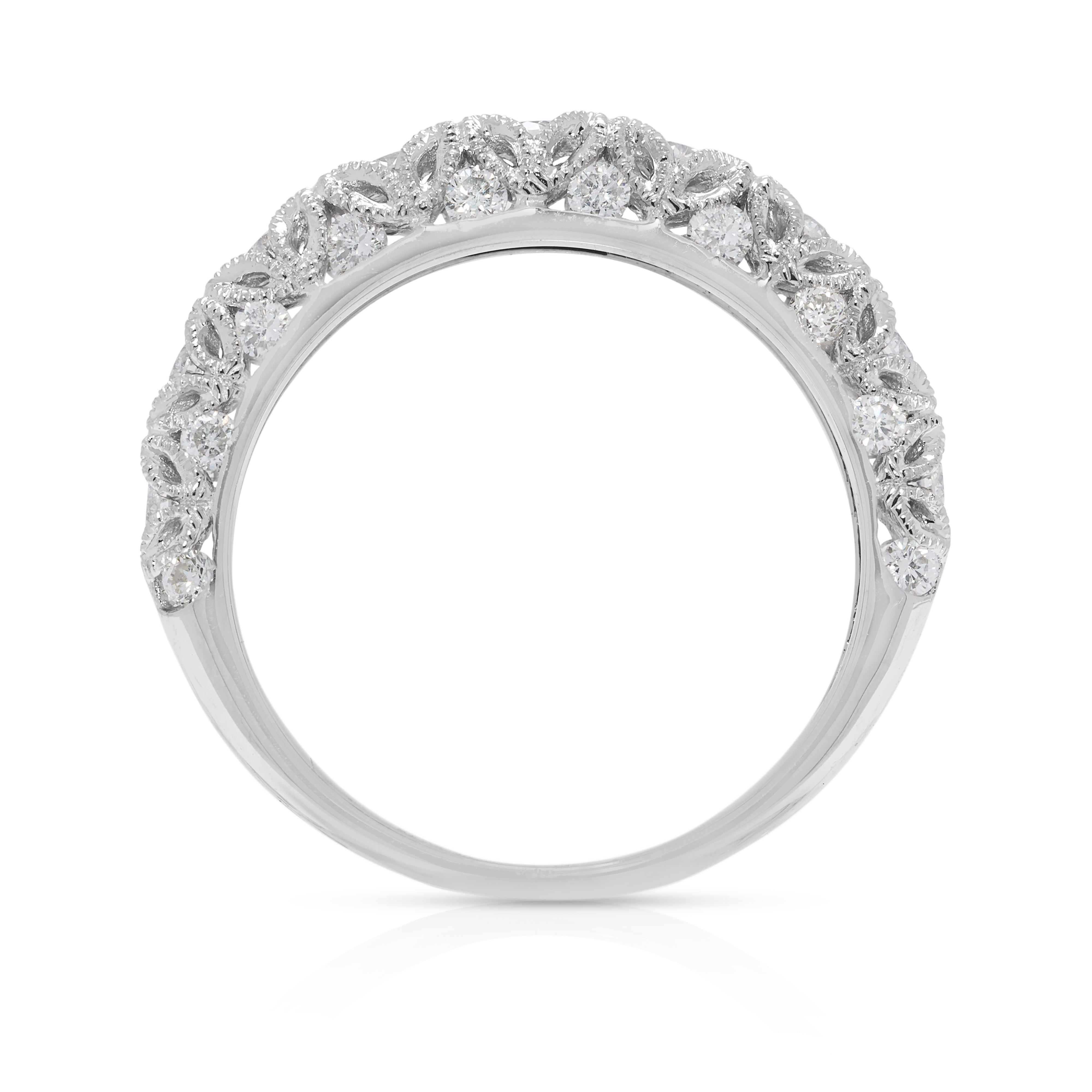 Vintage 0.30ct Natural Diamond Half Eternity 18K White Gold Ring (Unworn)