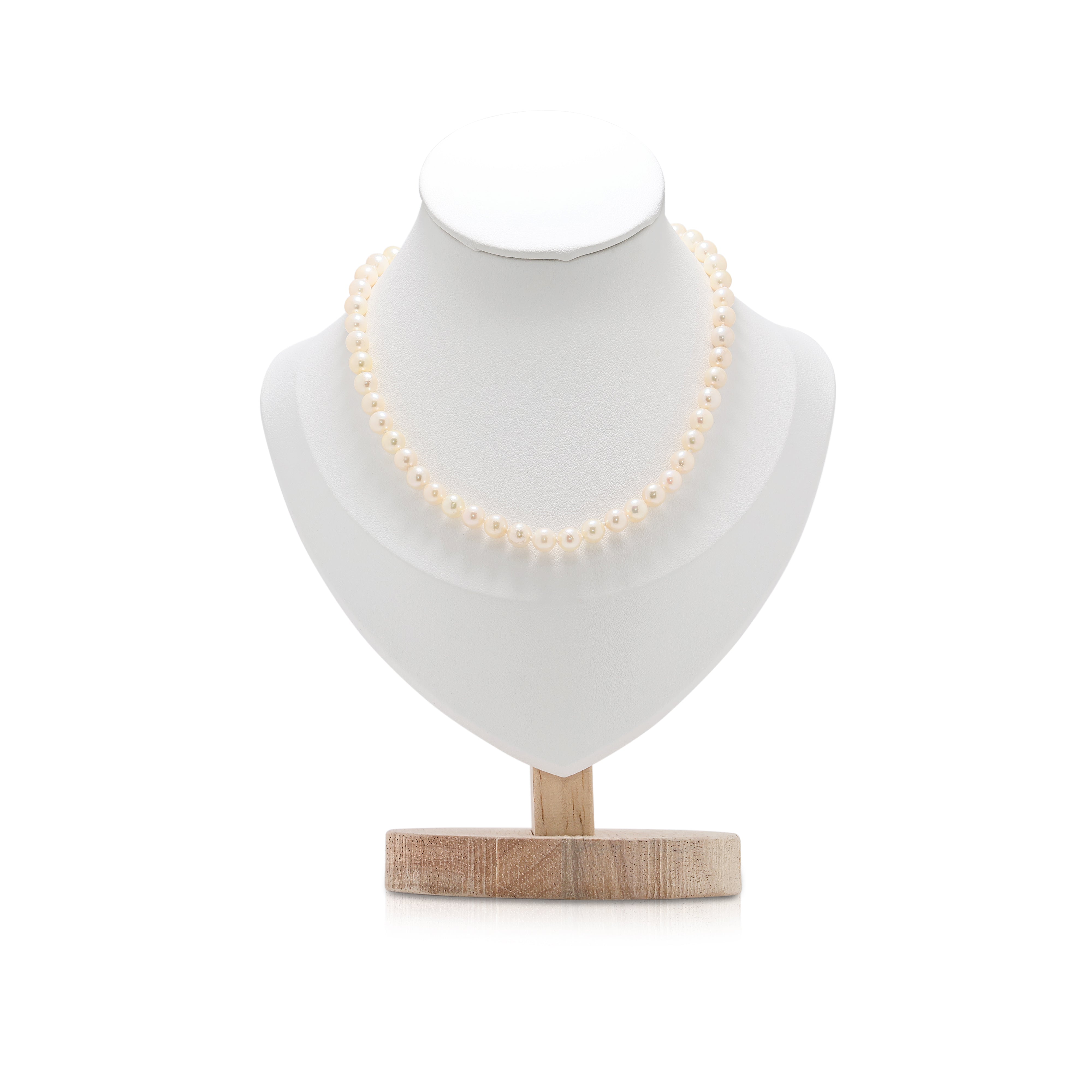 Lustrous 5.5mm Peach Pearl Strand Necklace in 14K Yellow Gold