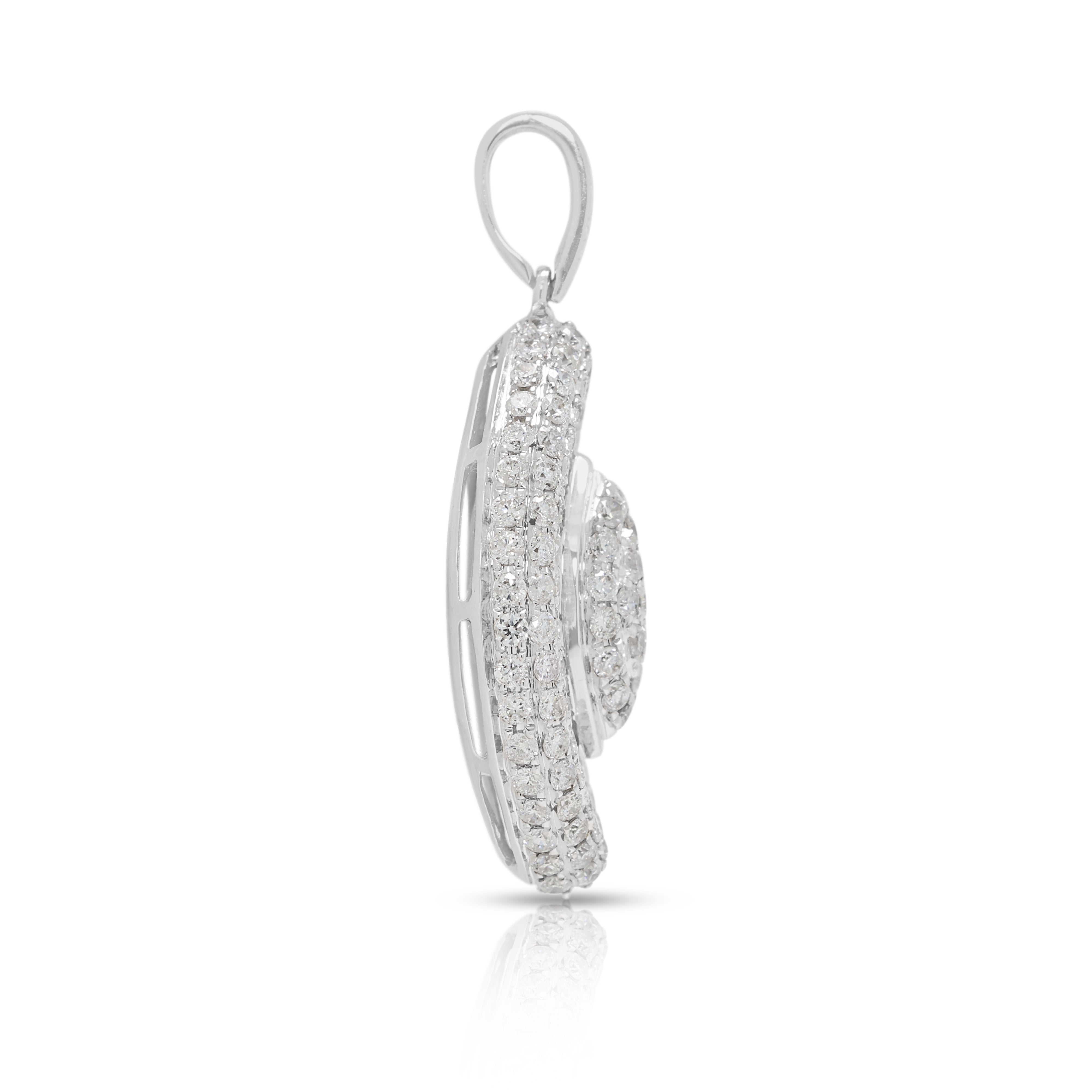 Brilliant 1.57ct Natural Diamond Marquise-Shaped Pendant in 18K White Gold (New)