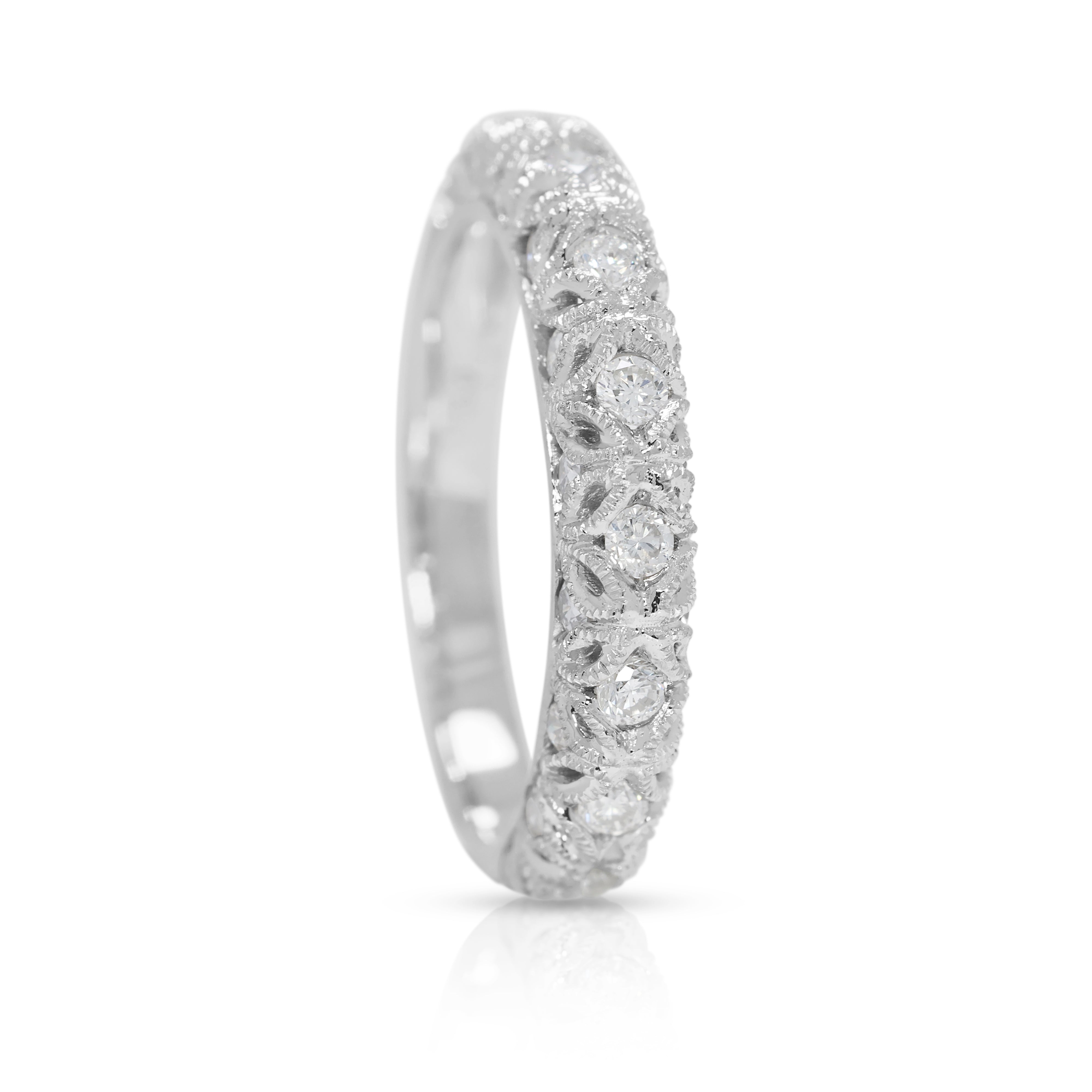 Vintage 0.30ct Natural Diamond Half Eternity 18K White Gold Ring (Unworn)