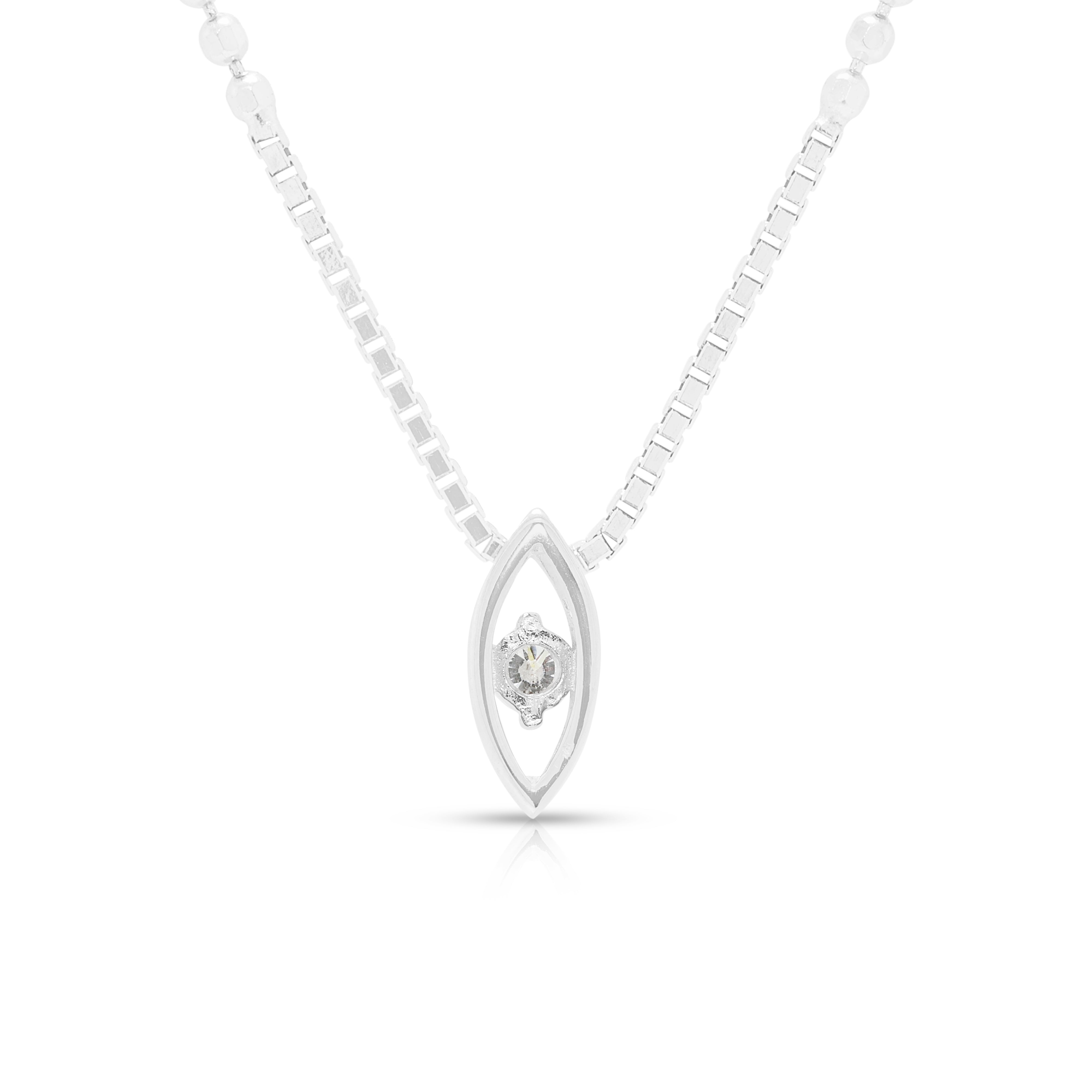 Minimalist 0.12ct Natural Diamond Marquise-Shaped Necklace 18K White Gold