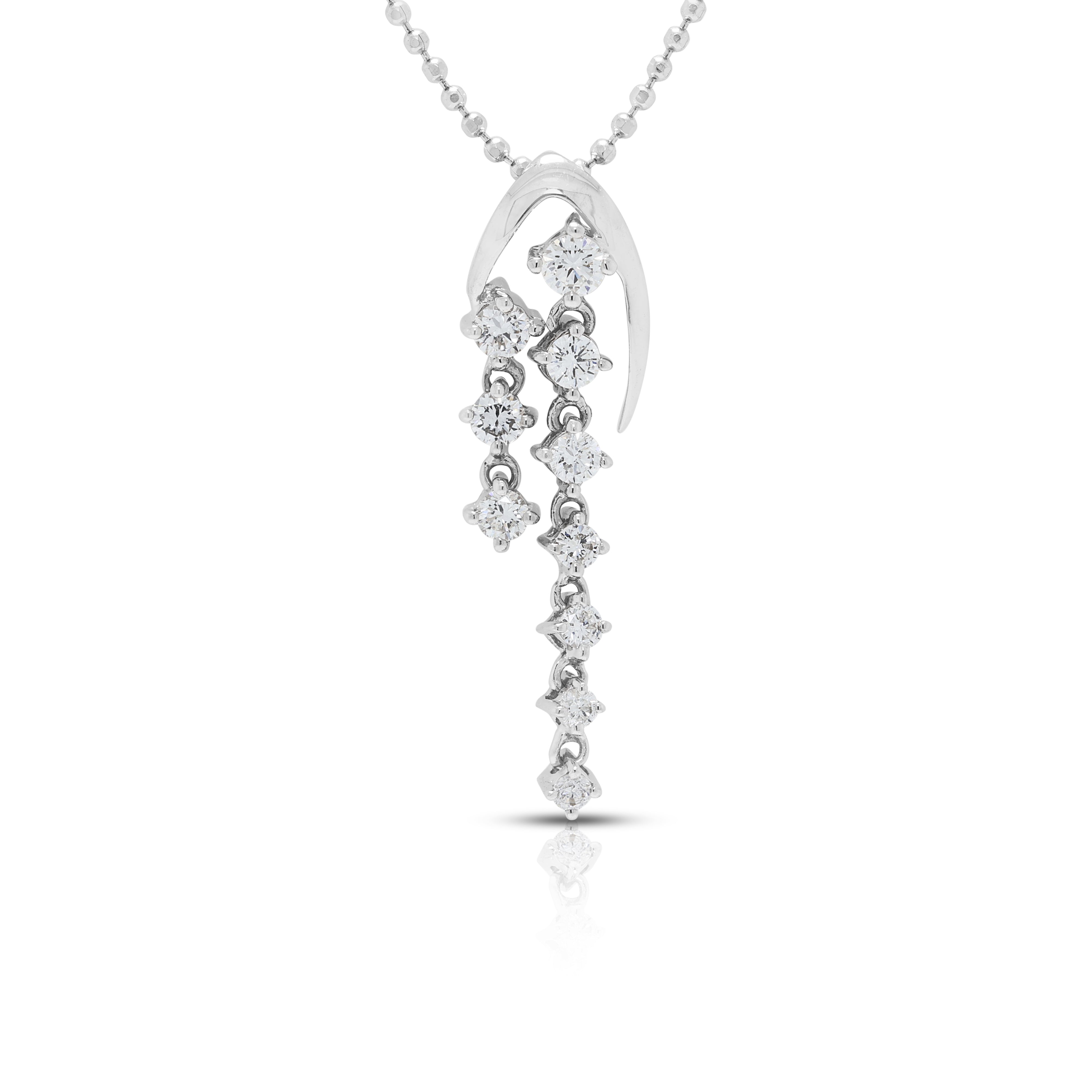 Exquisite 0.34ct Natural Diamond Drop Necklace 18K White Gold