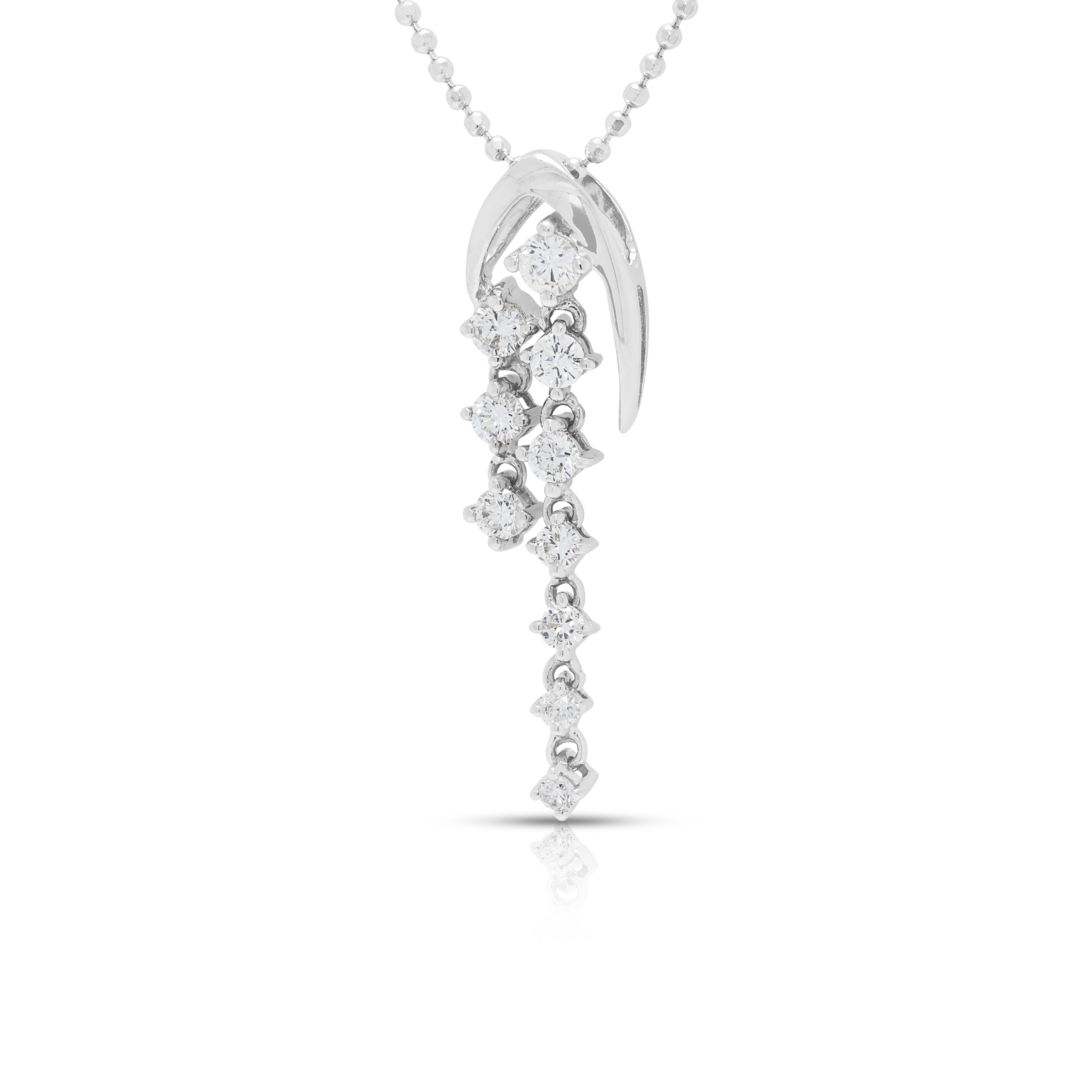 Exquisite 0.34ct Natural Diamond Drop Necklace 18K White Gold
