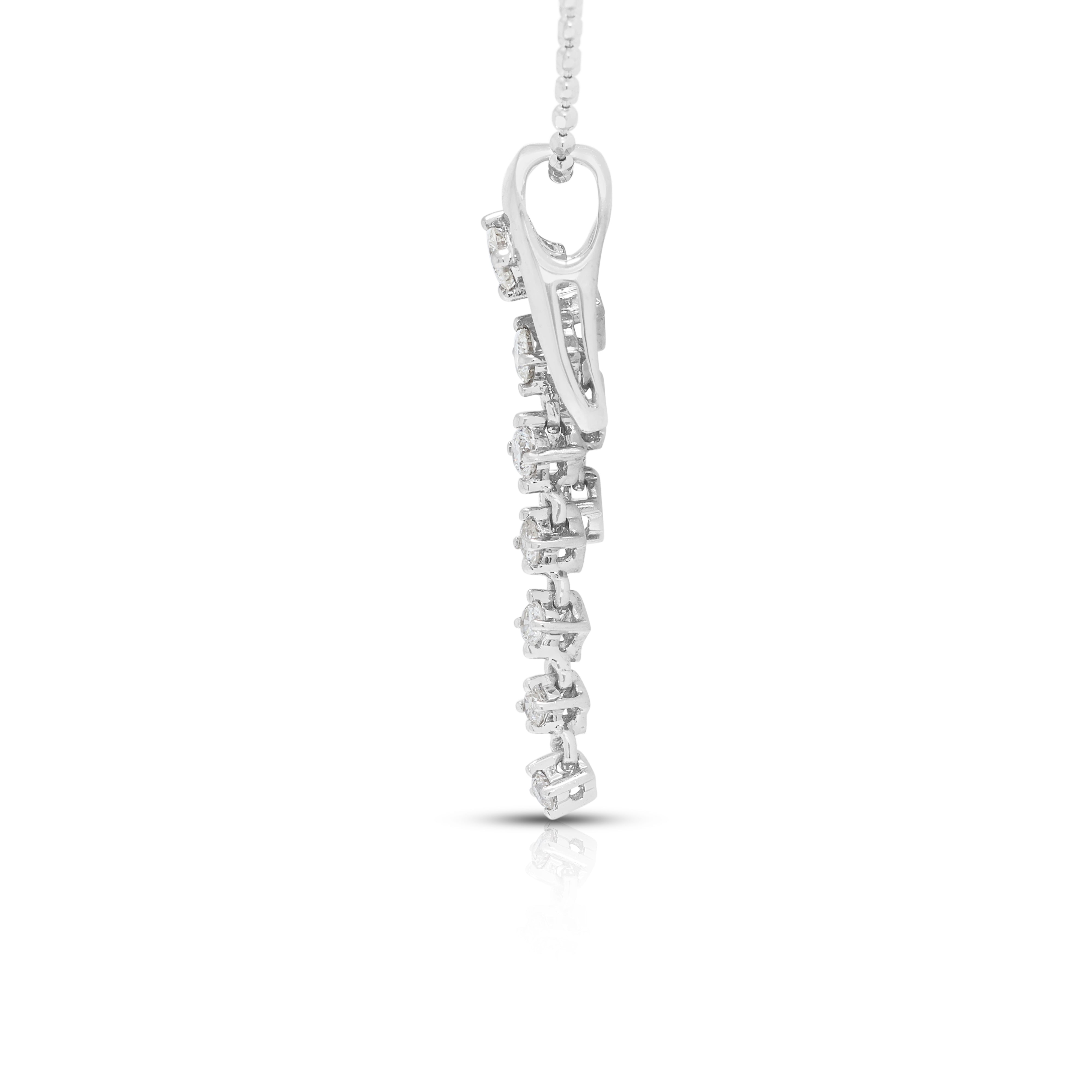 Exquisite 0.34ct Natural Diamond Drop Necklace 18K White Gold