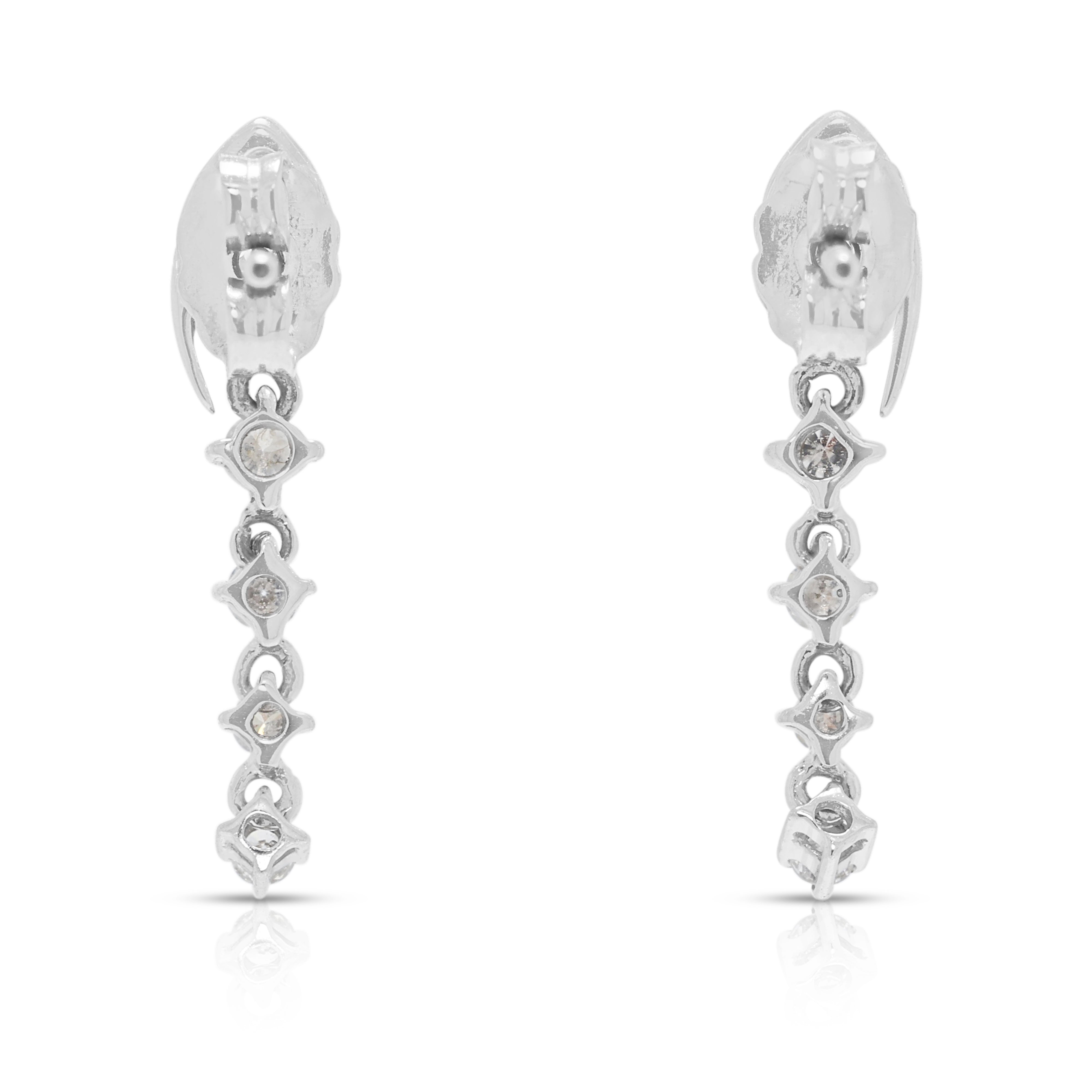 Sparkling 0.15ct Natural Diamond Drop Earrings in 18K White Gold