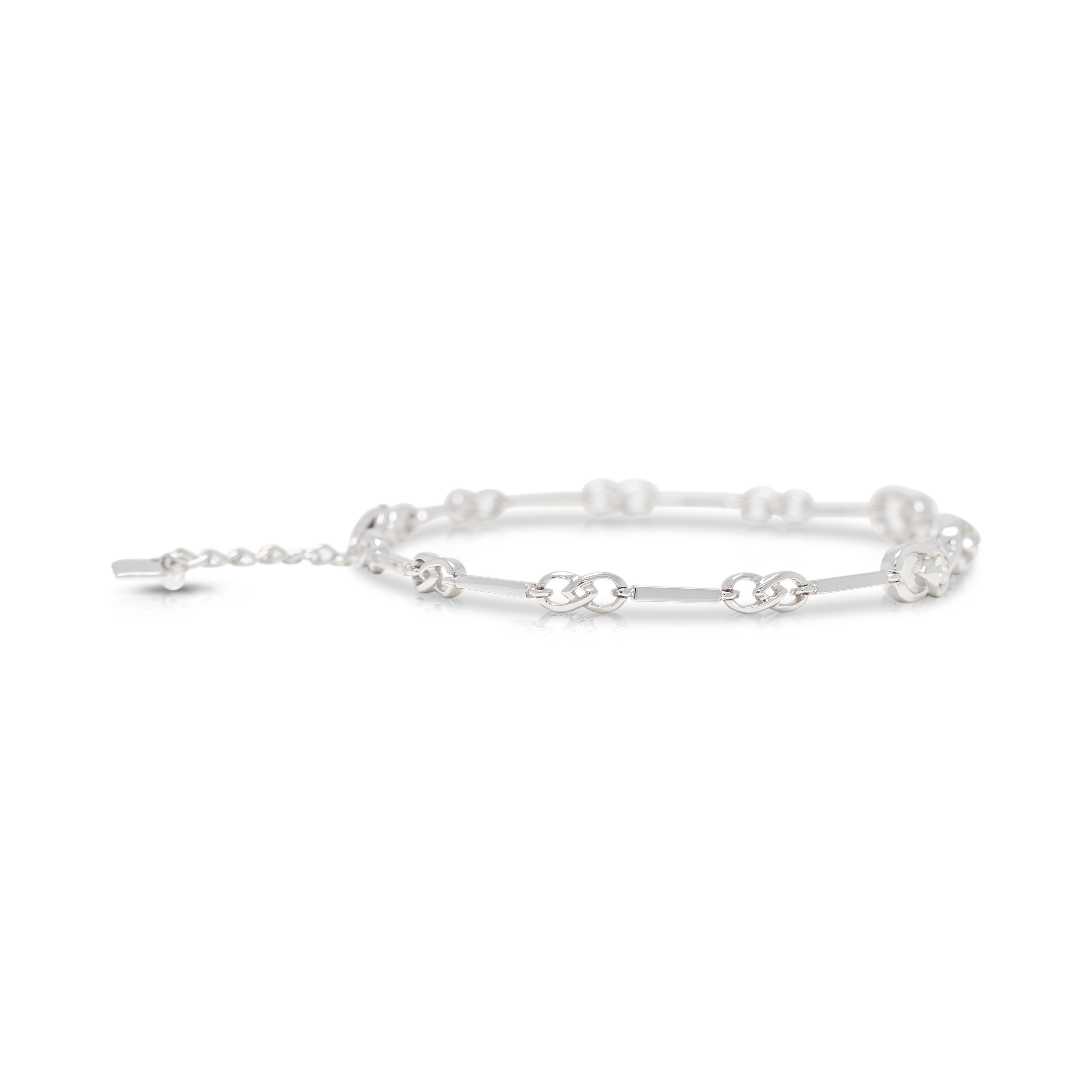 Elegant 0.10ct Natural Diamond Infinity Link Bracelet in 14K White Gold (New)
