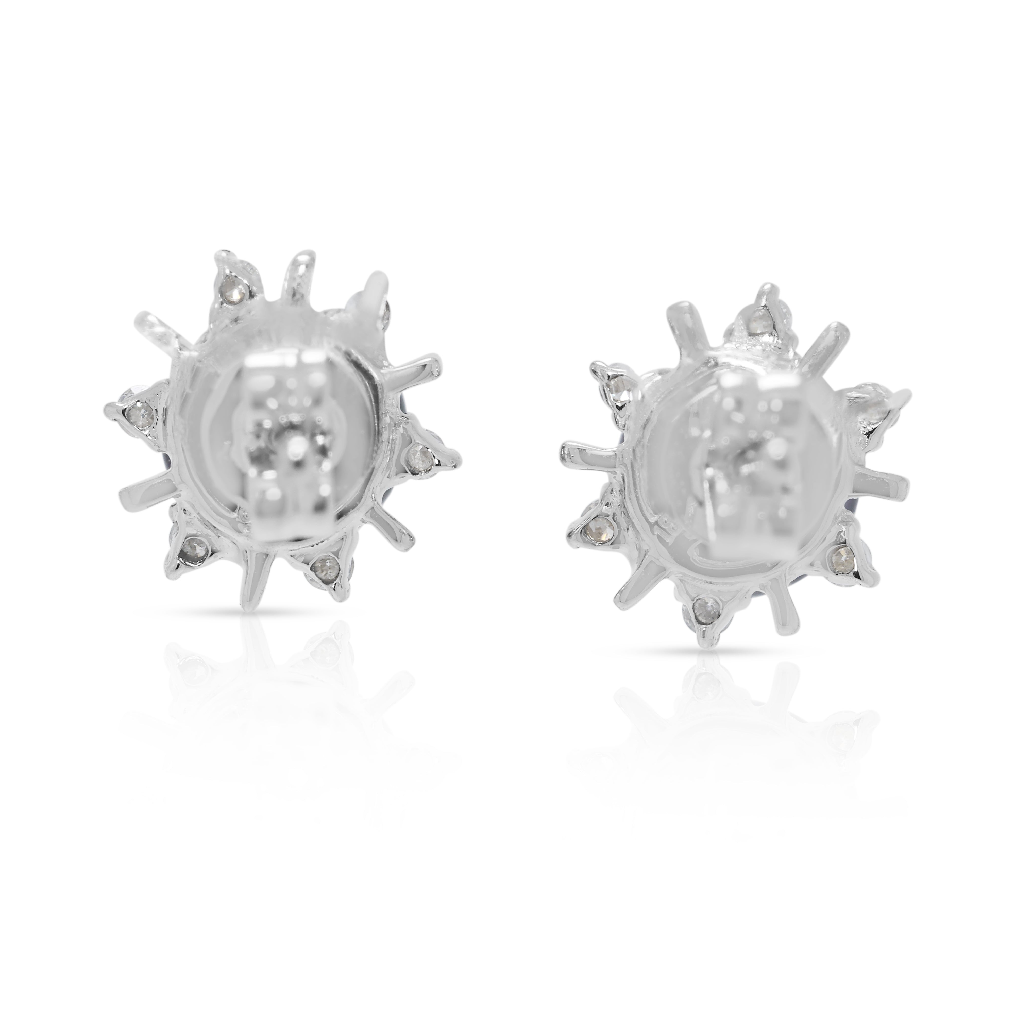 Luminous 0.30ct Natural Diamond & Freshwater Pearl in 18K White Gold Stud Earrings