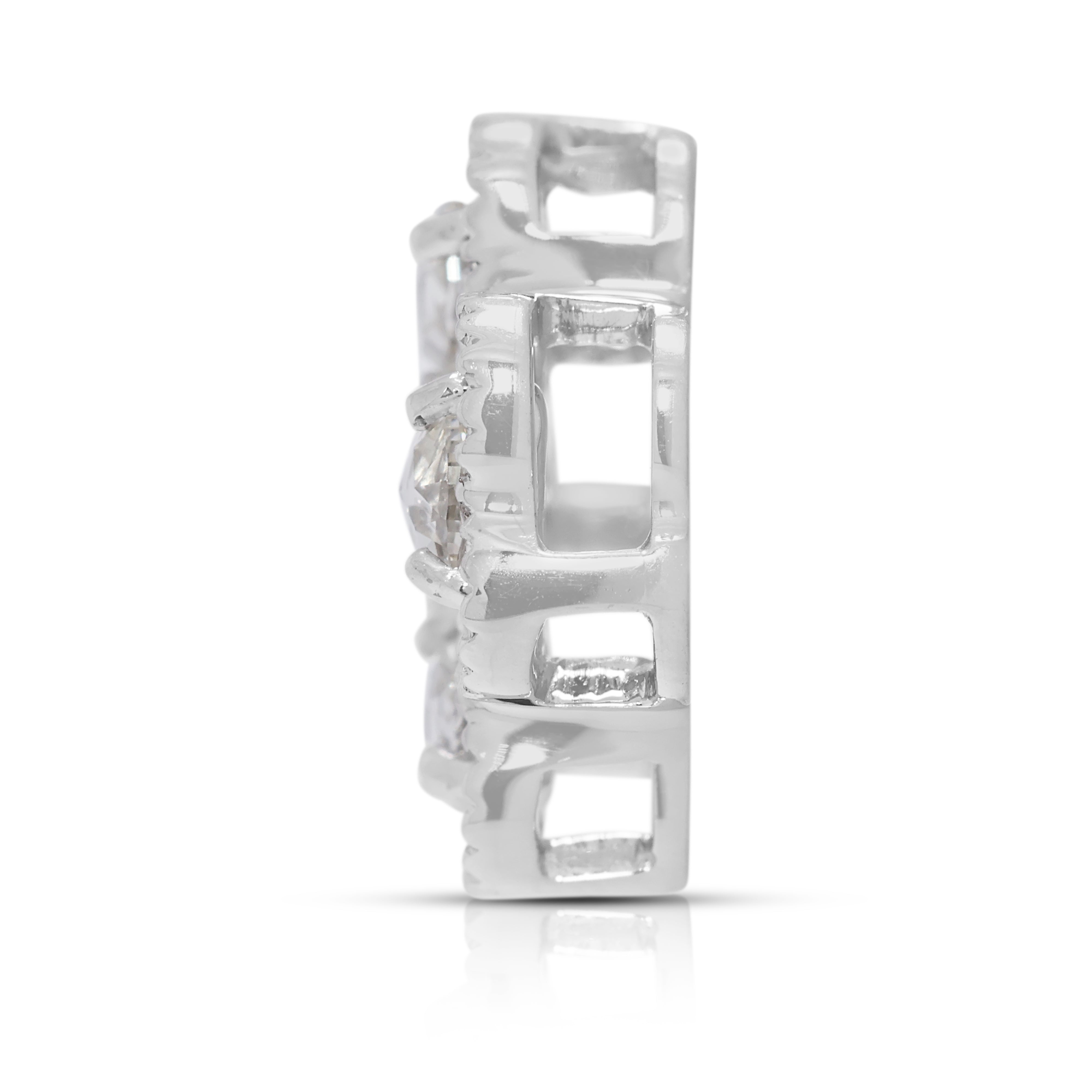 Charming 0.44ct Rose-Cut Natural Diamond Four-Leaf Clover Pendant in 18K White Gold (Unworn)