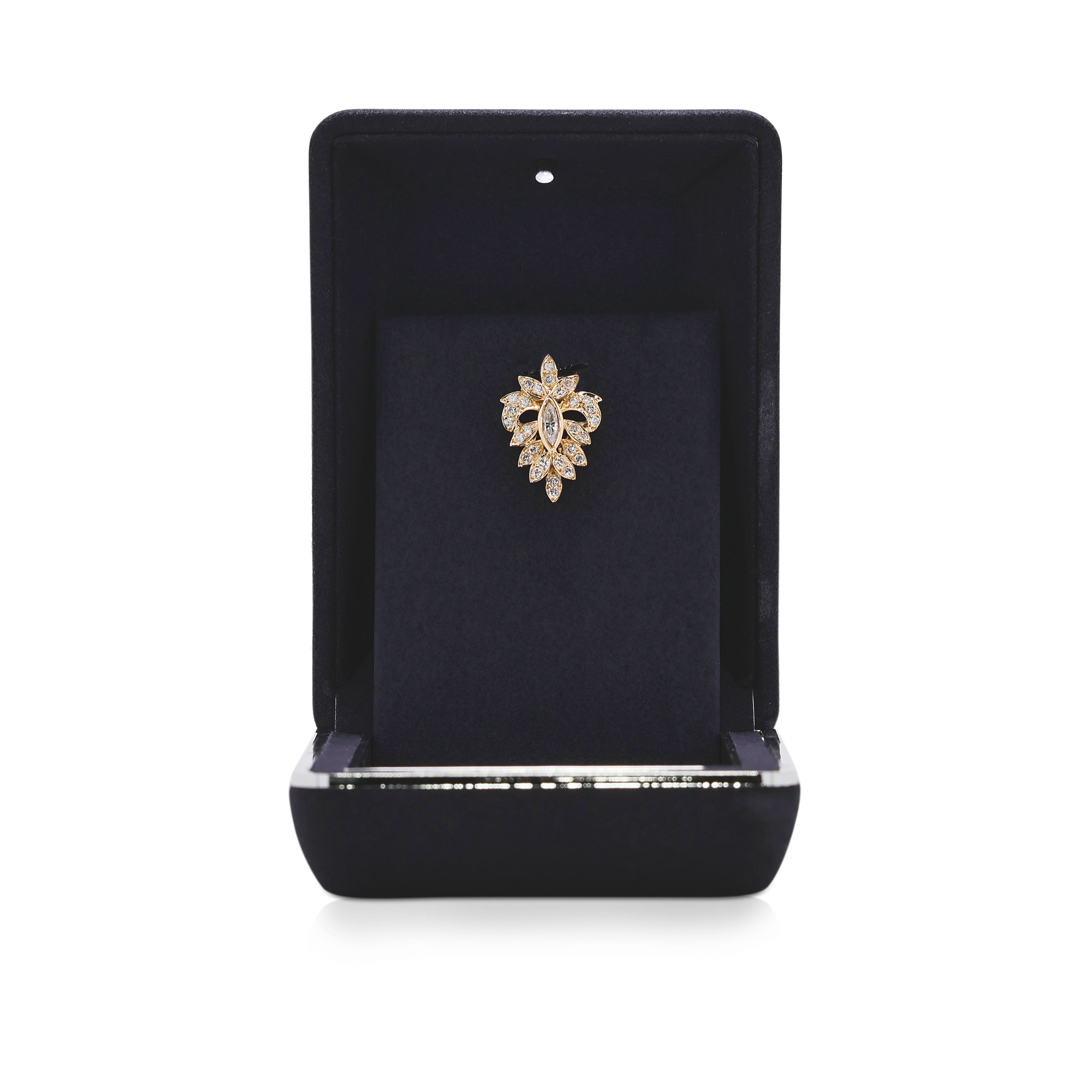Ornate 0.91ct Leaf-Motif Natural Diamond Pendant in 18K Yellow Gold